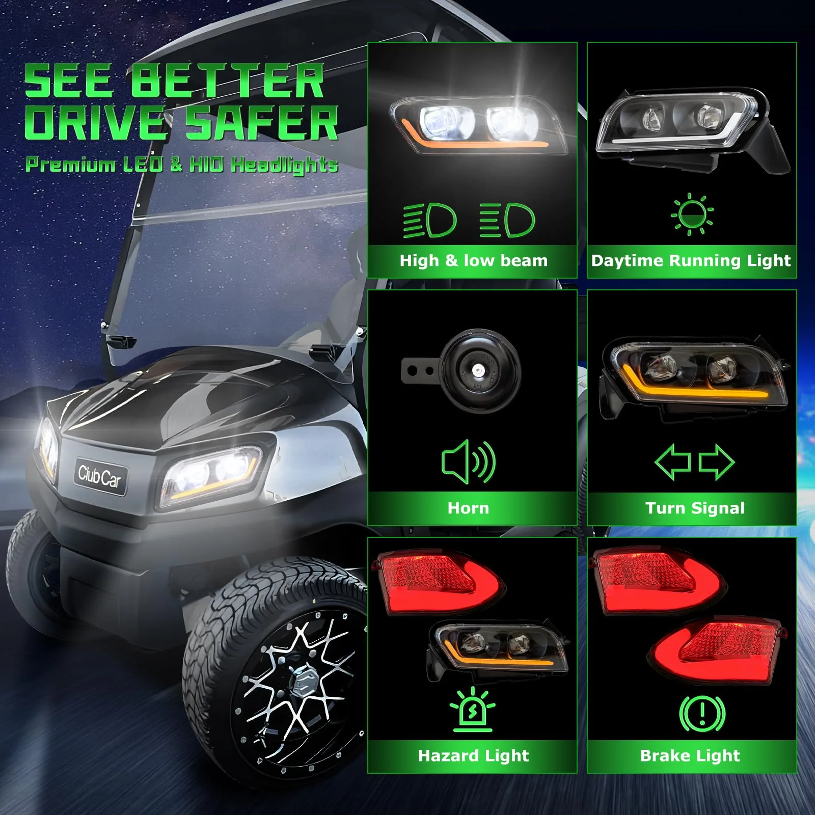 LED Light Kit for Club Car Tempo Golf Carts image 3