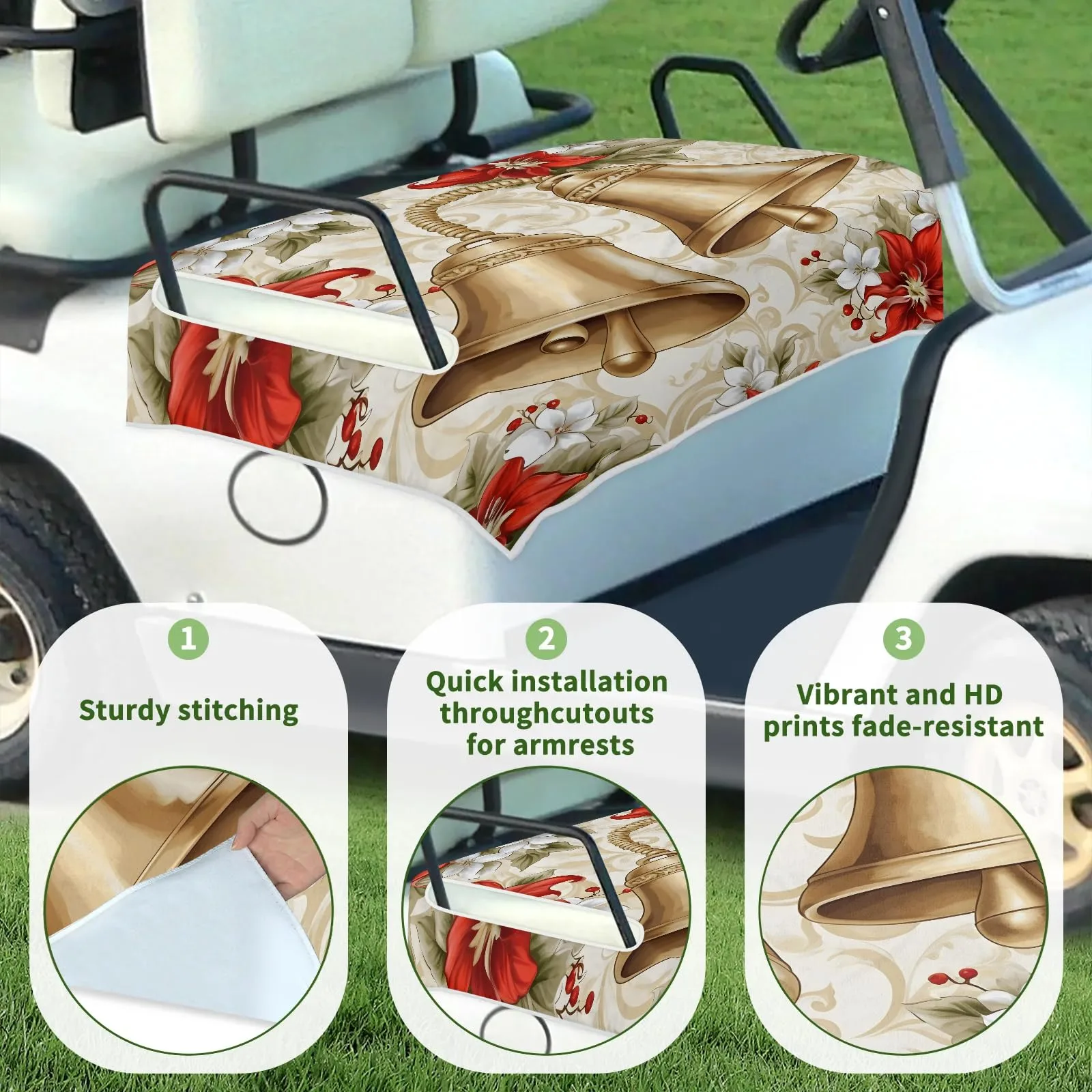 Tiveruda Christmas Bell Lily Golf Cart Seat Cover image 3