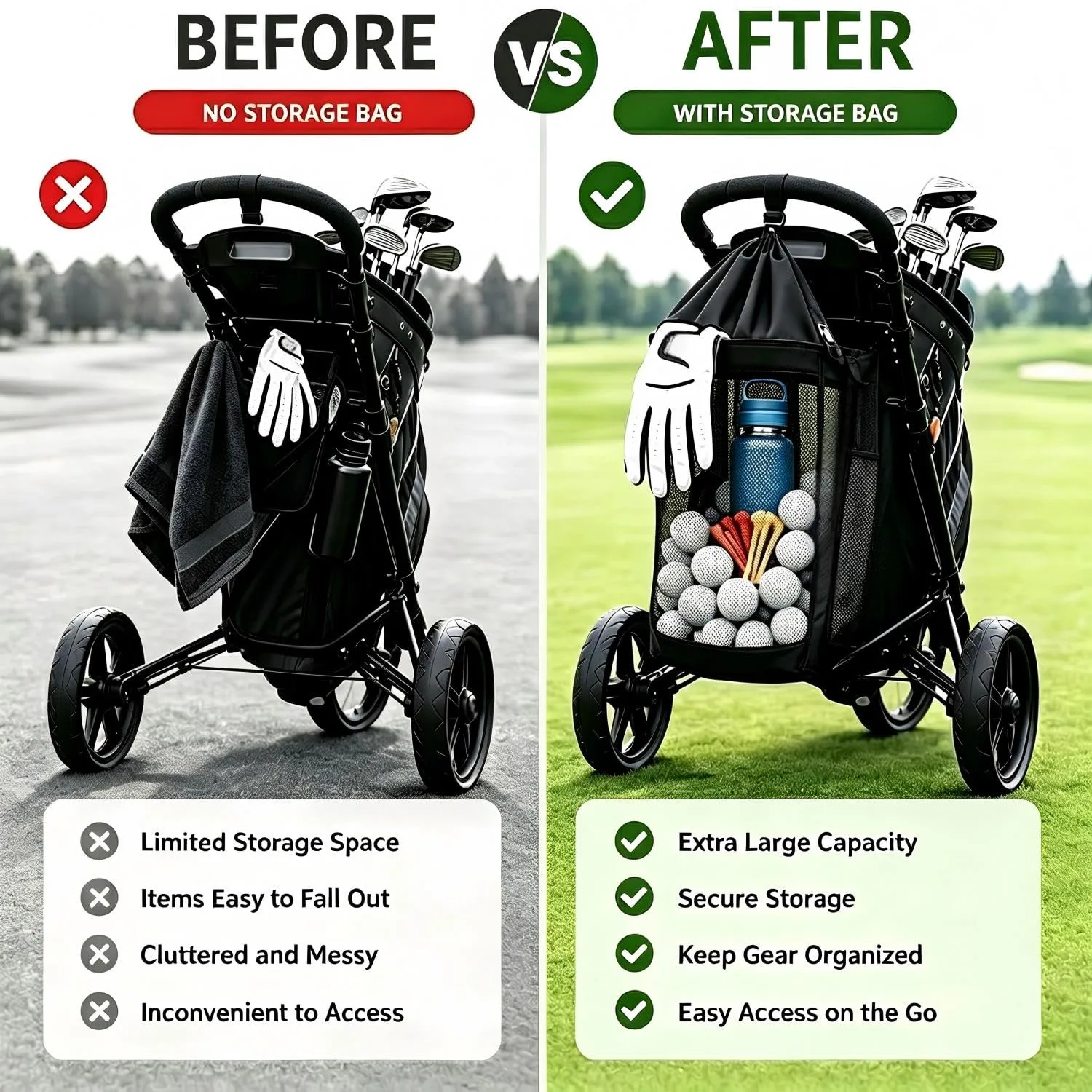yunyouxuan Golf Push Cart Storage Bag for Bat-Caddy image 2