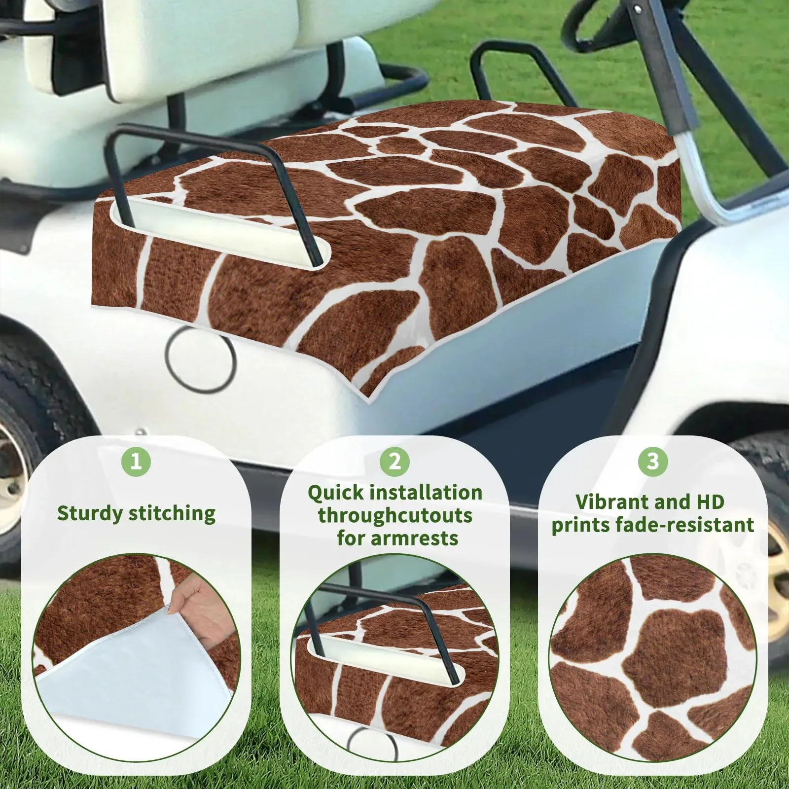 Tiveruda Giraffe Print Universal 2-Person Golf Cart Seat Cover 51 x 31 image 3
