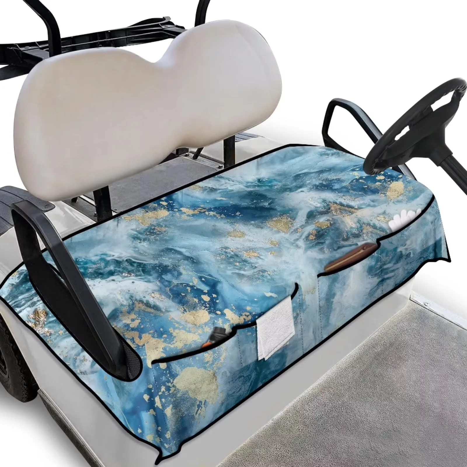 Knextrepoy Blue Golf Cart Seat Cover with Pockets