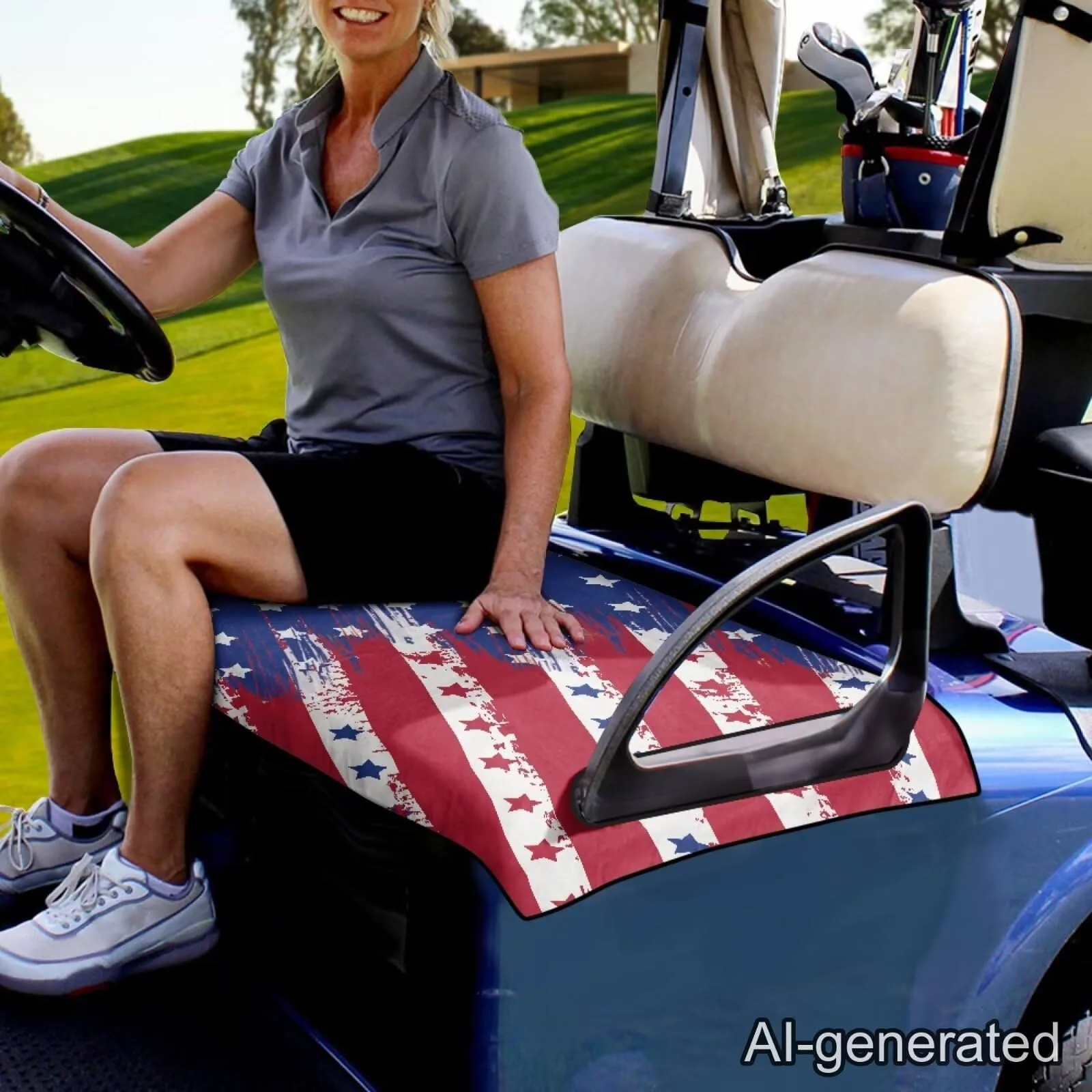 Knextrepoy American Flag Golf Cart Seat Cover image 3