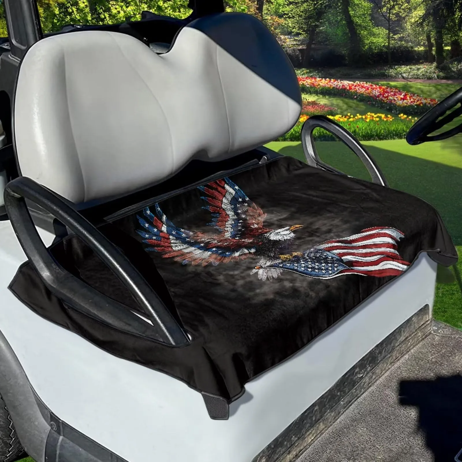Knextrepoy Eagle American Flag Golf Cart Seat Cover