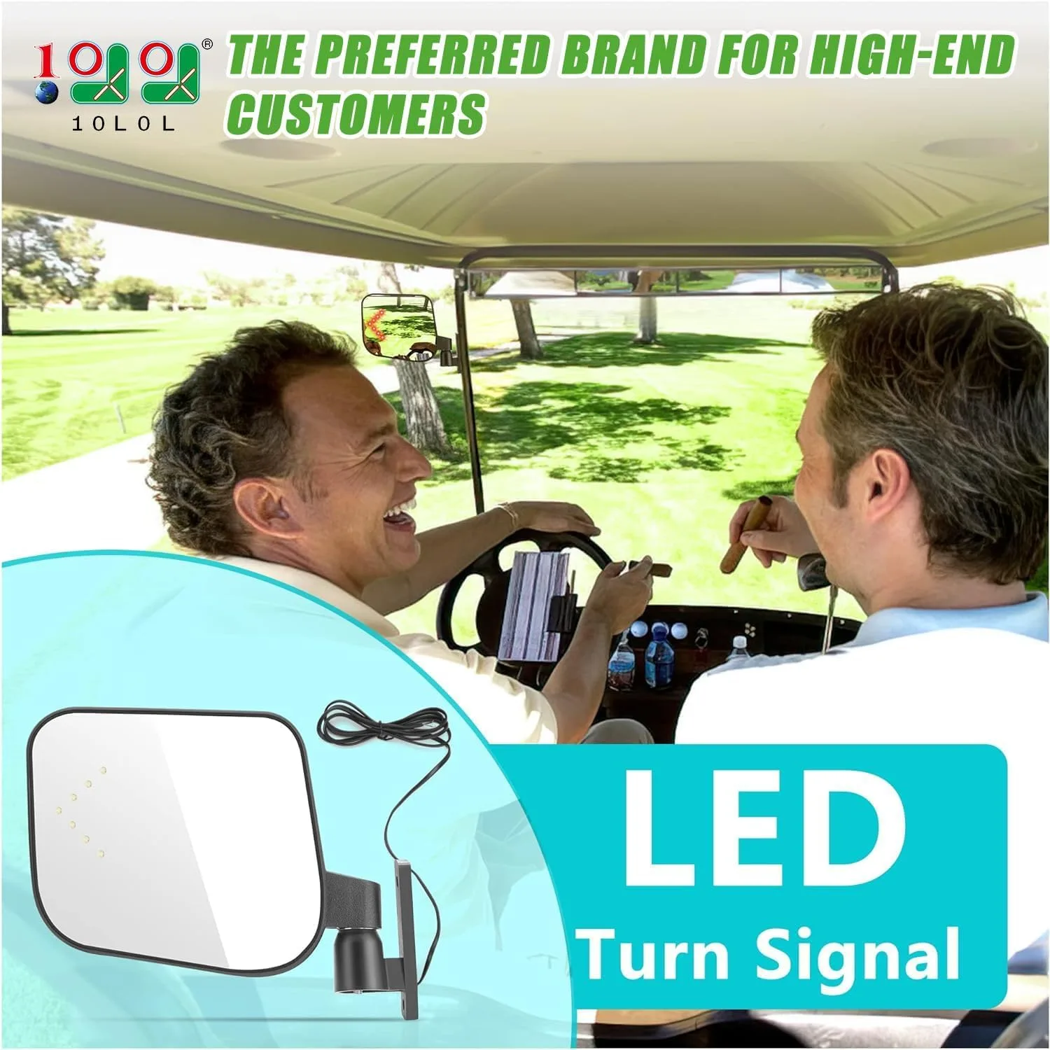 10L0L Golf Cart Side Mirrors with LED Turn Signals image 2