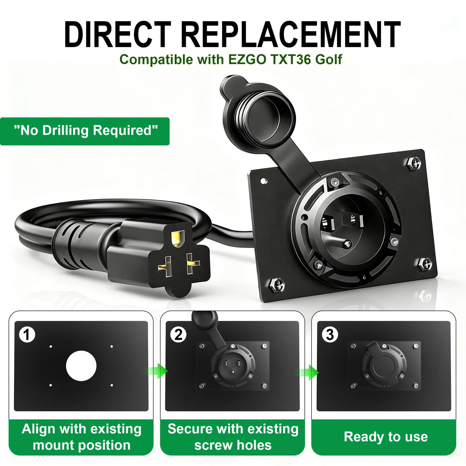 SunnyLith E-Z-GO TXT36 Golf Cart Charging Port Adapter image 3