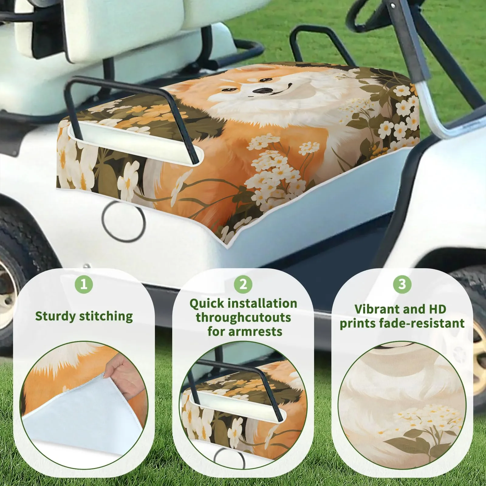 Tiveruda Golf Cart Seat Cover for Double Seats 51 x 31 in image 3