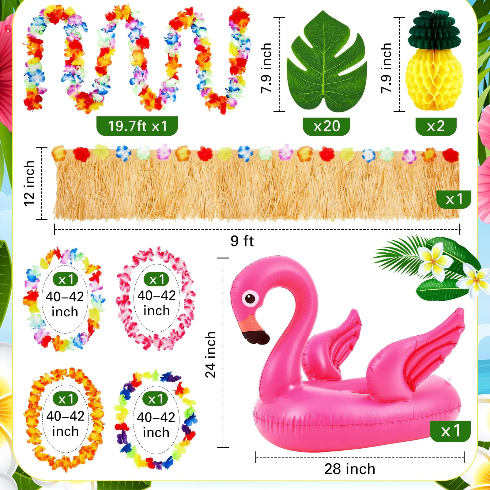 WinnerWhy SHQ-WinnerWhy-2865 Tropical Golf Cart Parade Decoration Kit image 2
