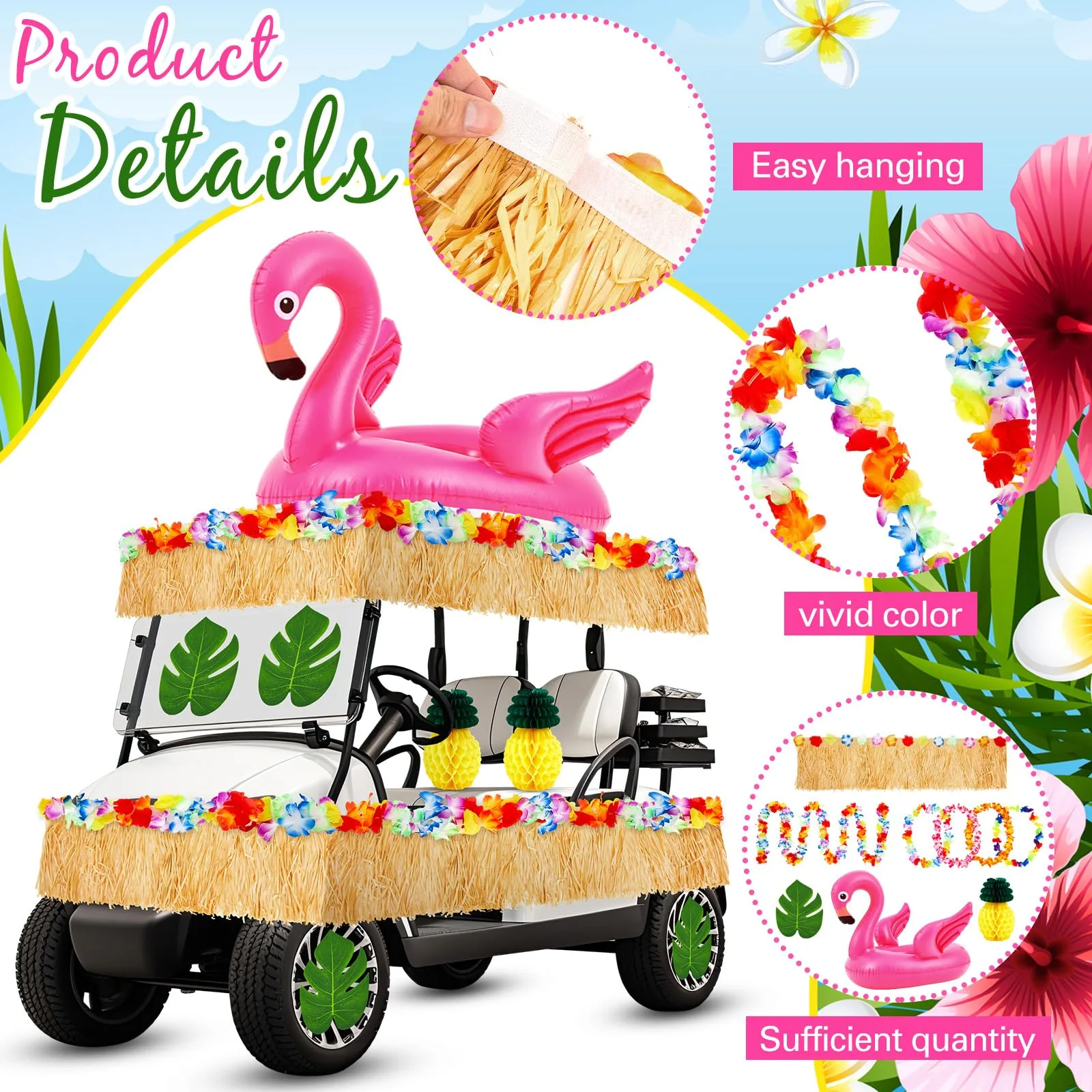 WinnerWhy SHQ-WinnerWhy-2865 Tropical Golf Cart Parade Decoration Kit image 3