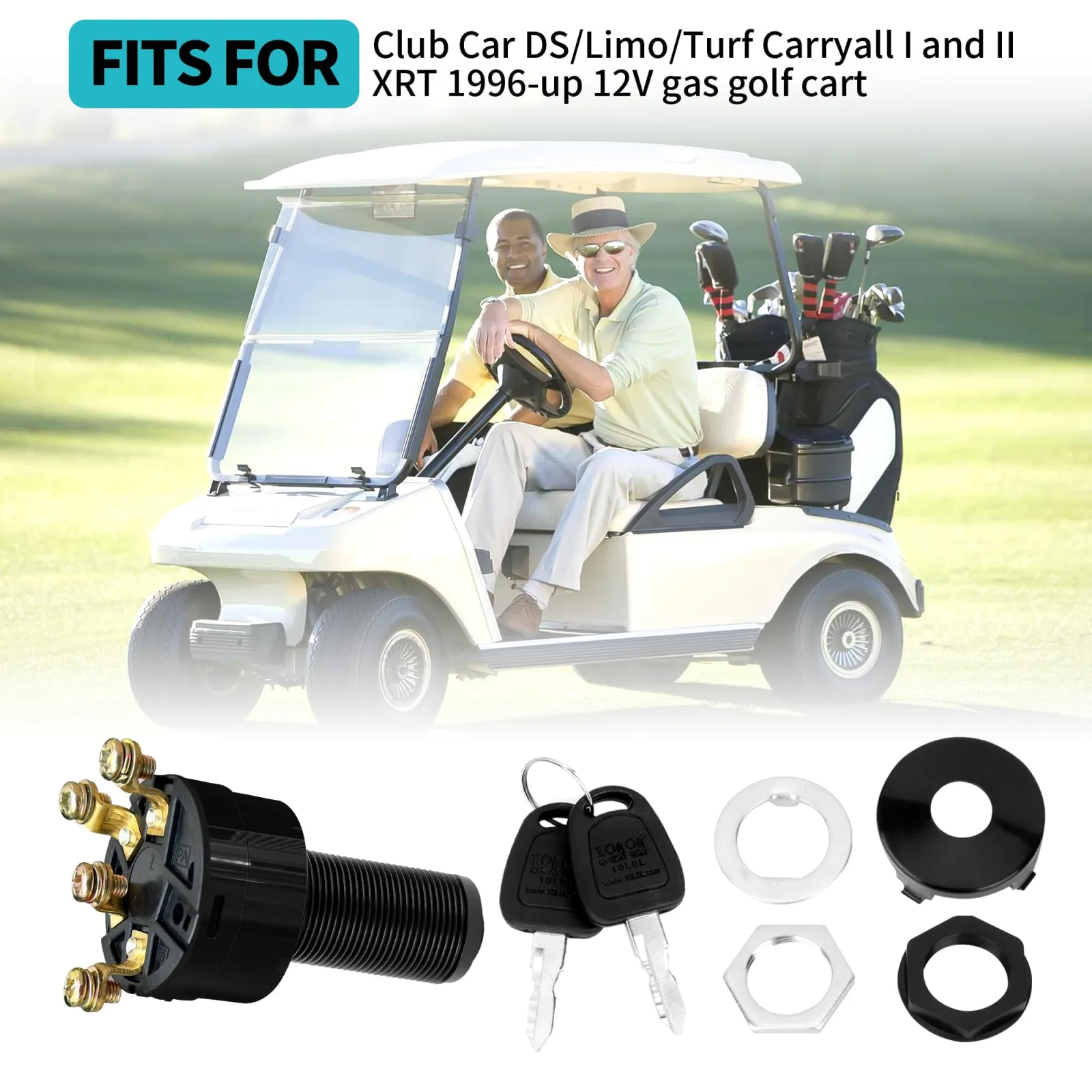 10L0L 12V Ignition Key Switch for Club Car DS, Limo, Turf Carryall & XRT (1996+) image 3