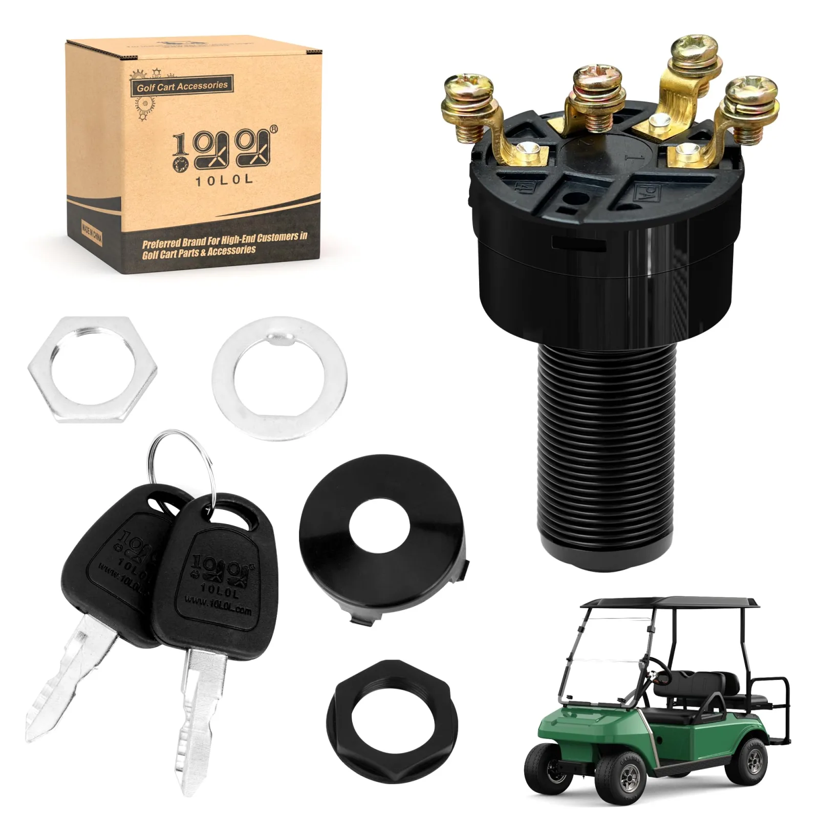 10L0L 12V Ignition Key Switch for Club Car DS, Limo, Turf Carryall & XRT (1996+)