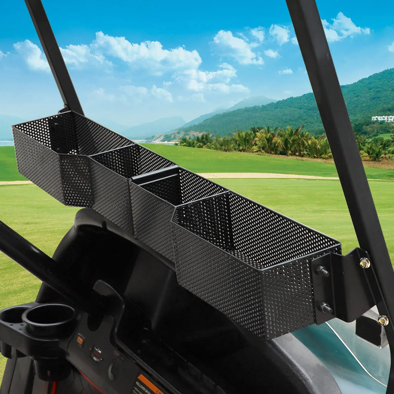 Golf Cart Front Inner Basket Dash Storage/Tray Organizer Rack for Club Car DS/Precedent/Tempo/Onward G&E Golf Cart,Upgrade Larger Compartments & More Sturdy and Durable, Easy Installation image 2