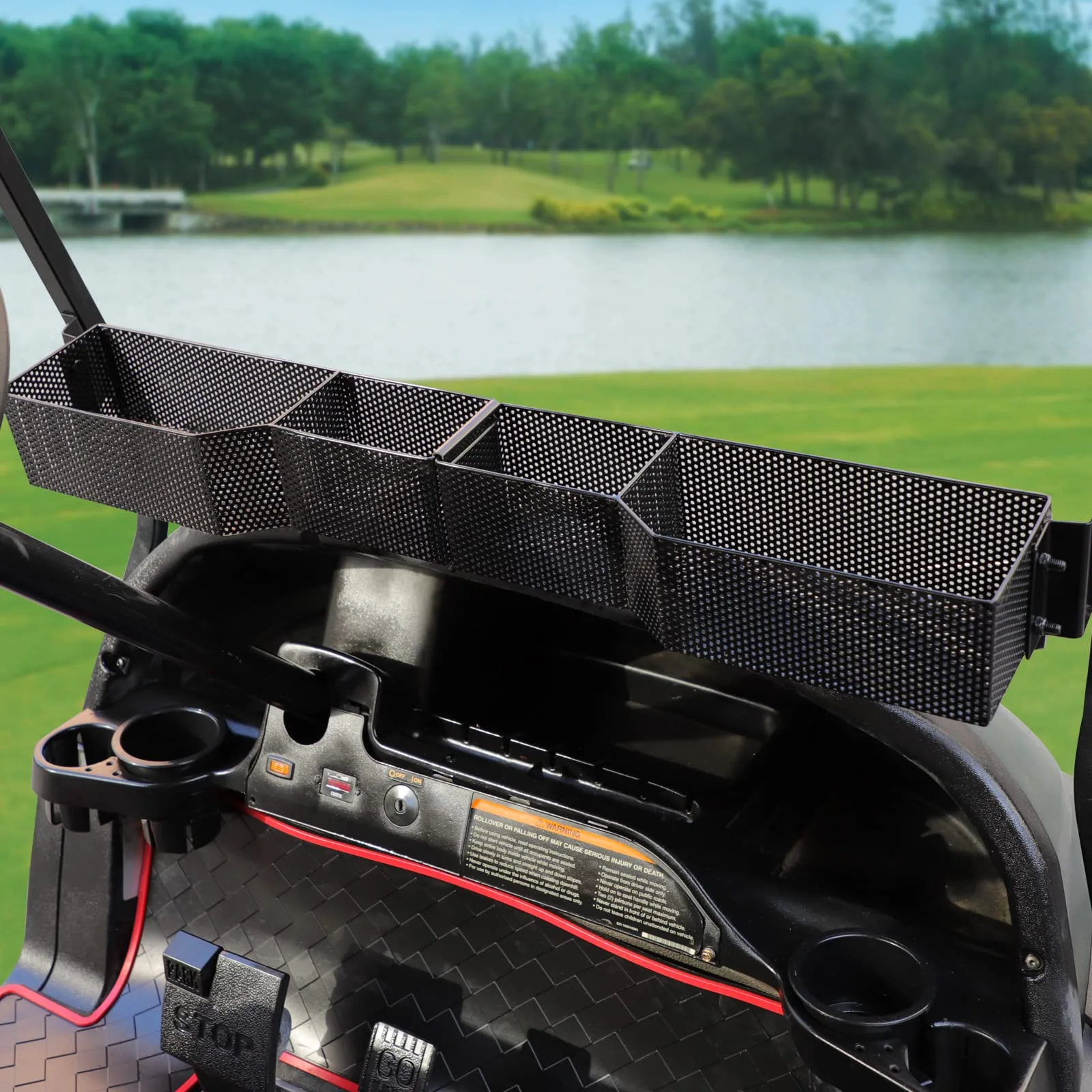 Golf Cart Front Inner Basket Dash Storage/Tray Organizer Rack for Club Car DS/Precedent/Tempo/Onward G&E Golf Cart,Upgrade Larger Compartments & More Sturdy and Durable, Easy Installation