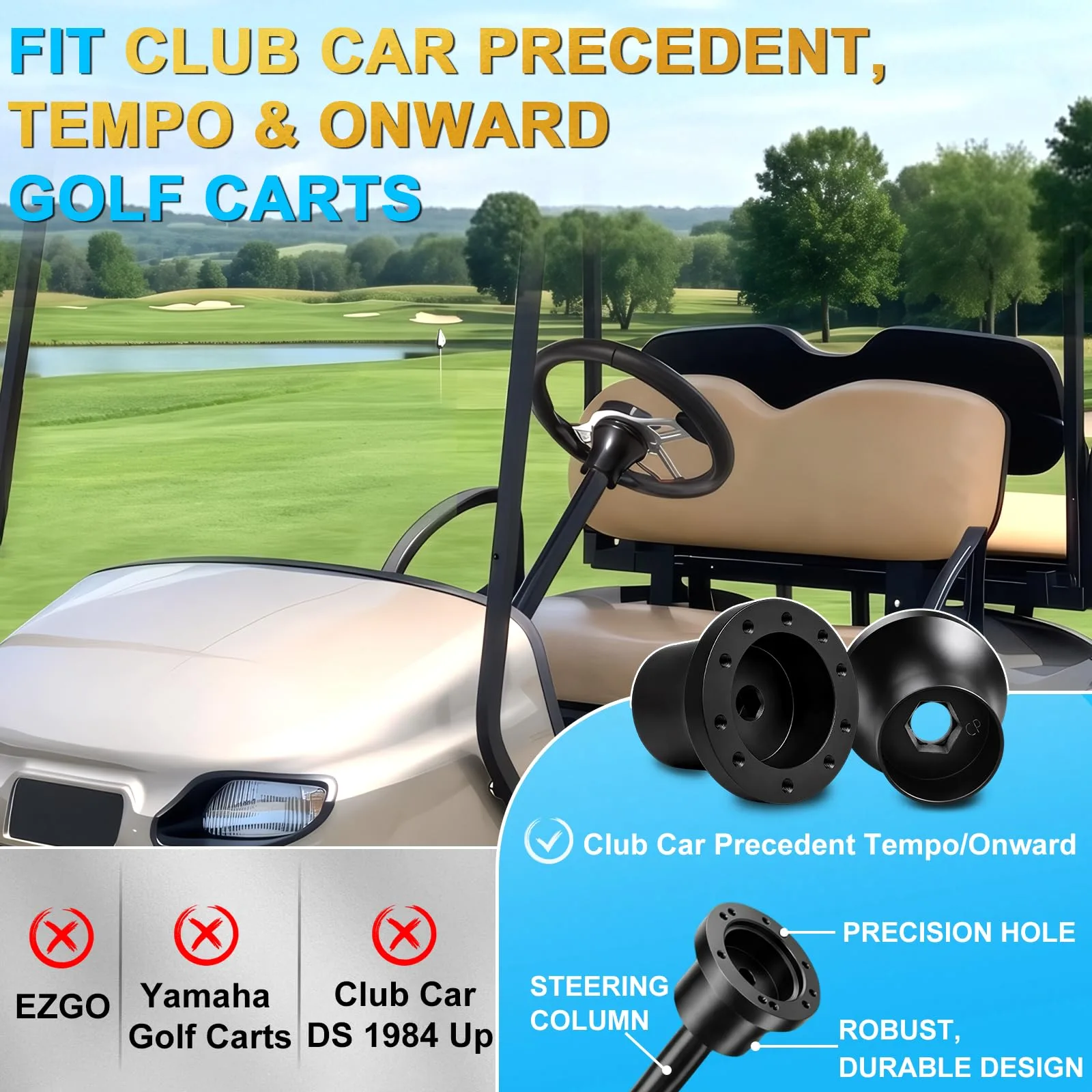 iLSKW Club Car Precedent Golf Cart Steering Wheel Adapter Fit for Club Car Precedent/Tempo/Onward, Durable Aluminum Hub Fits 5/6 Hole Golf Cart Steering Wheel image 4