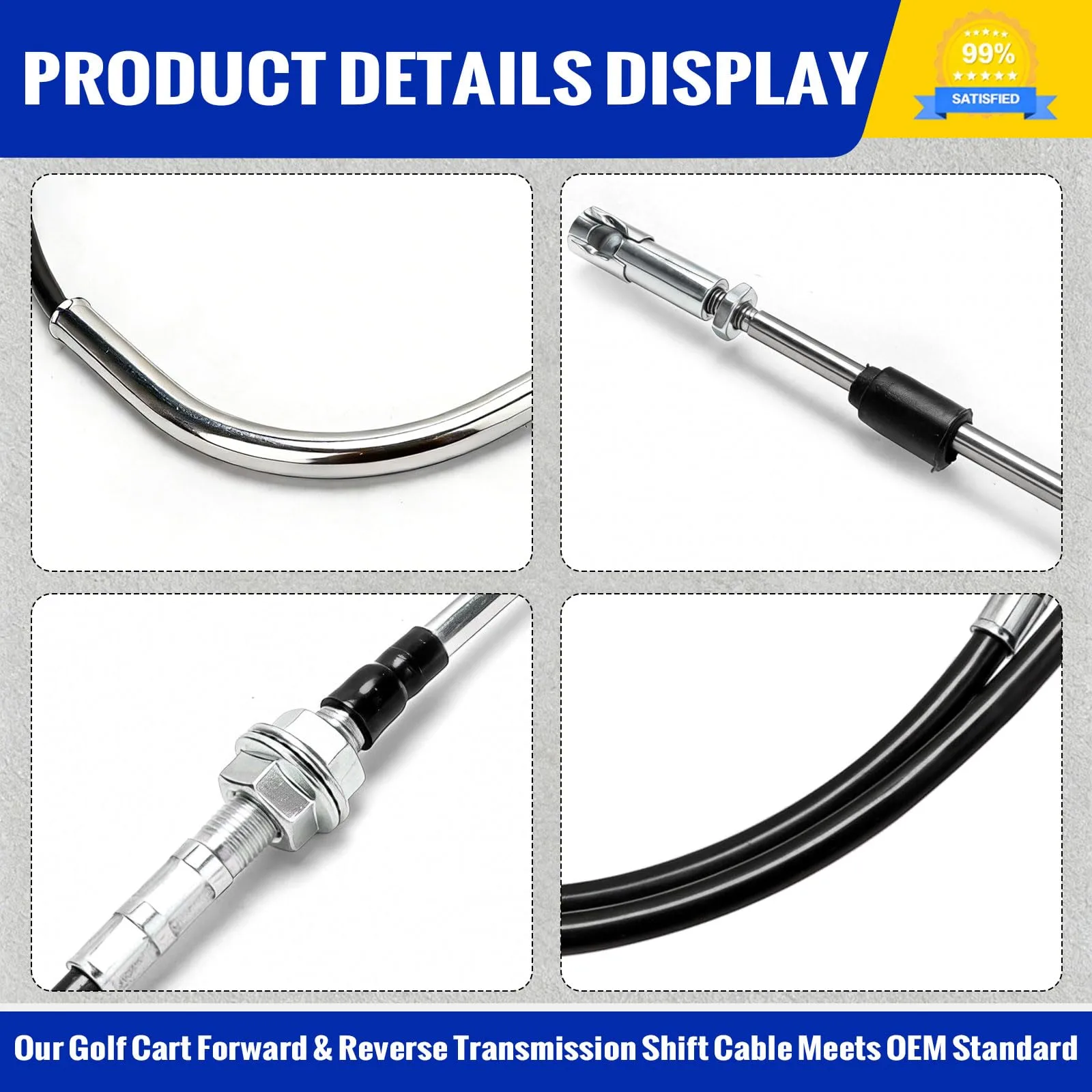 Golf Cart Forward and Reverse Shift Cable, Transmission Shift Cable Compatible with Club Car DS 1984-1997 Gas Golf Carts, Replace OEM# 1012326, 1013085, 101851002 image 3