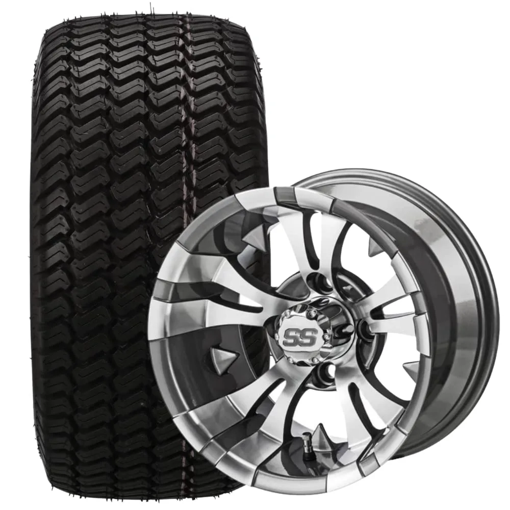 10" Warlock Gun Metal Golf Cart Wheels and Tires Combo (20x10-10) Set of 4 image 2