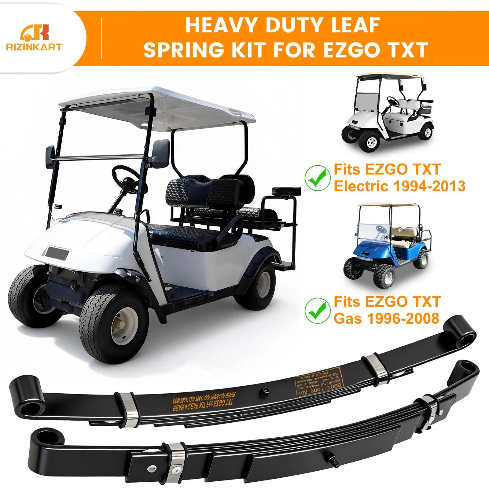 Heavy-Duty 4-Leaf Golf Cart Rear Leaf Springs Kit for EZGO TXT/Medalist image 2