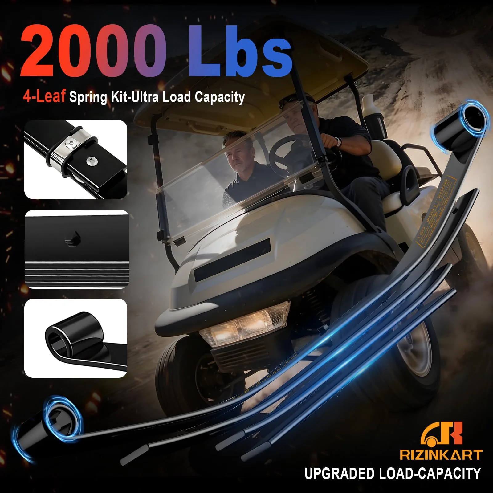 Heavy-Duty 4-Leaf Golf Cart Rear Leaf Springs Kit for EZGO TXT/Medalist image 3