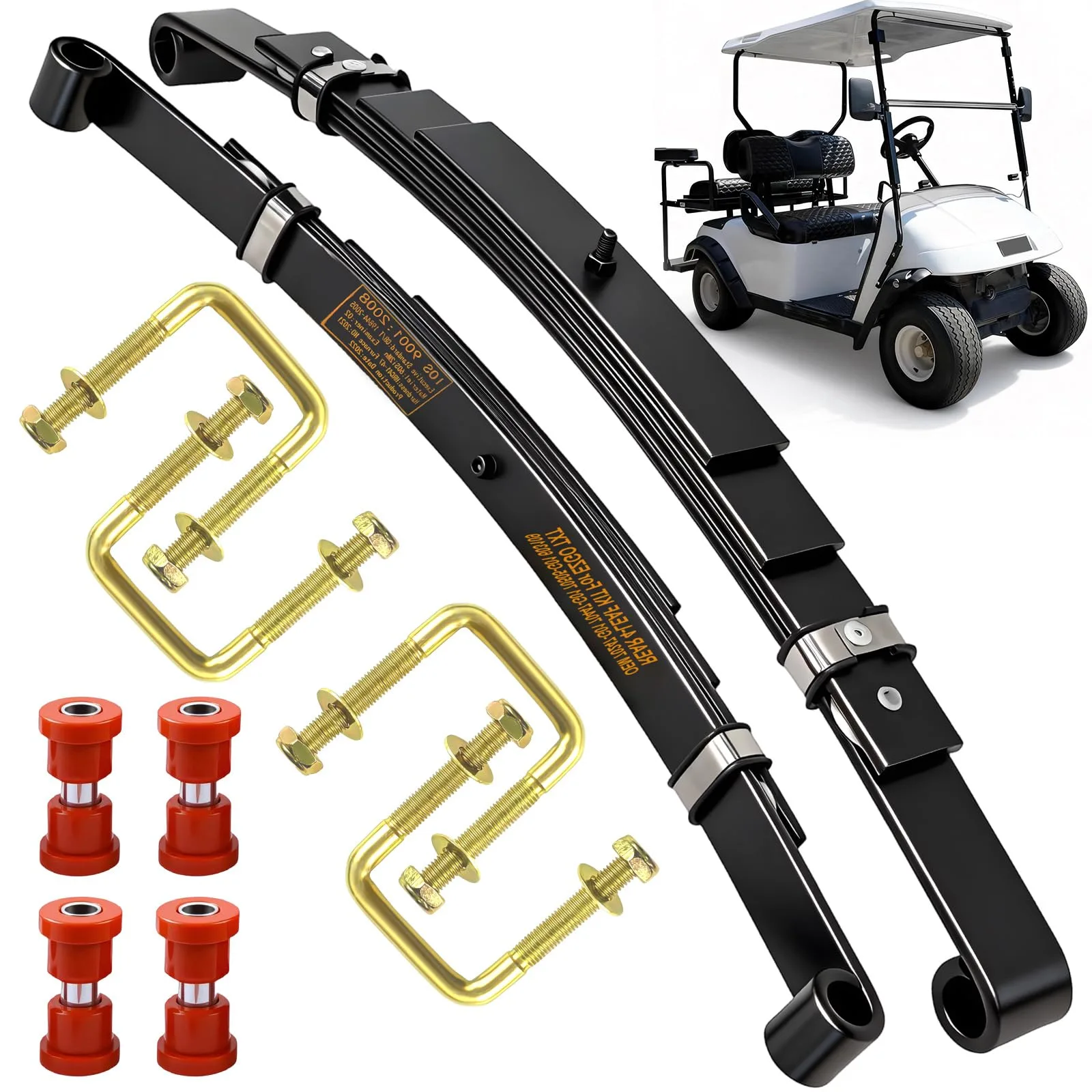 Heavy-Duty 4-Leaf Golf Cart Rear Leaf Springs Kit for EZGO TXT/Medalist