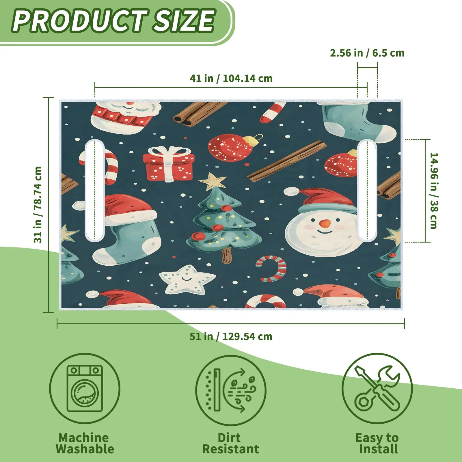 Tiveruda Xmas Tree Golf Cart Seat Cover, 51 x 31 in image 2