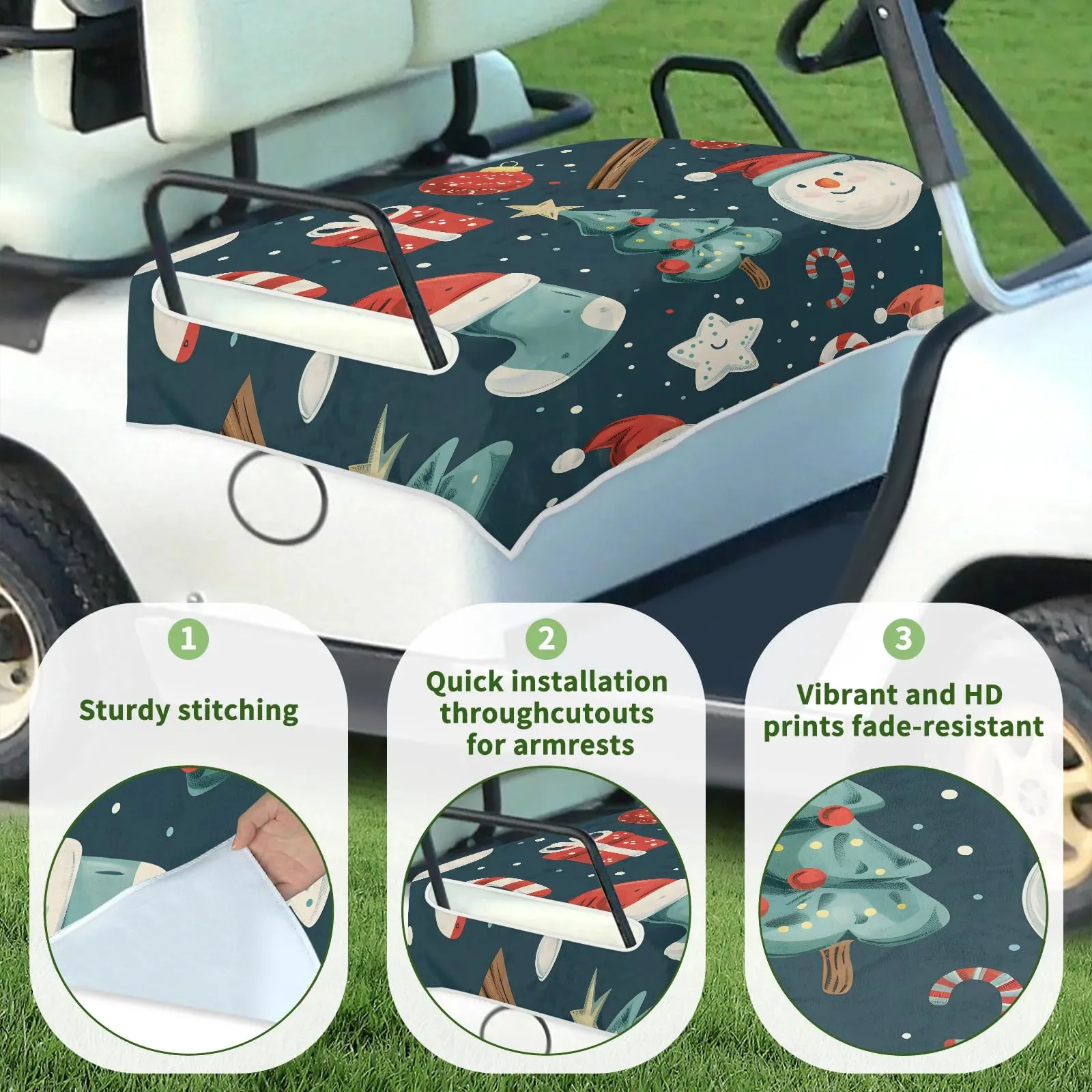 Tiveruda Xmas Tree Golf Cart Seat Cover, 51 x 31 in image 3