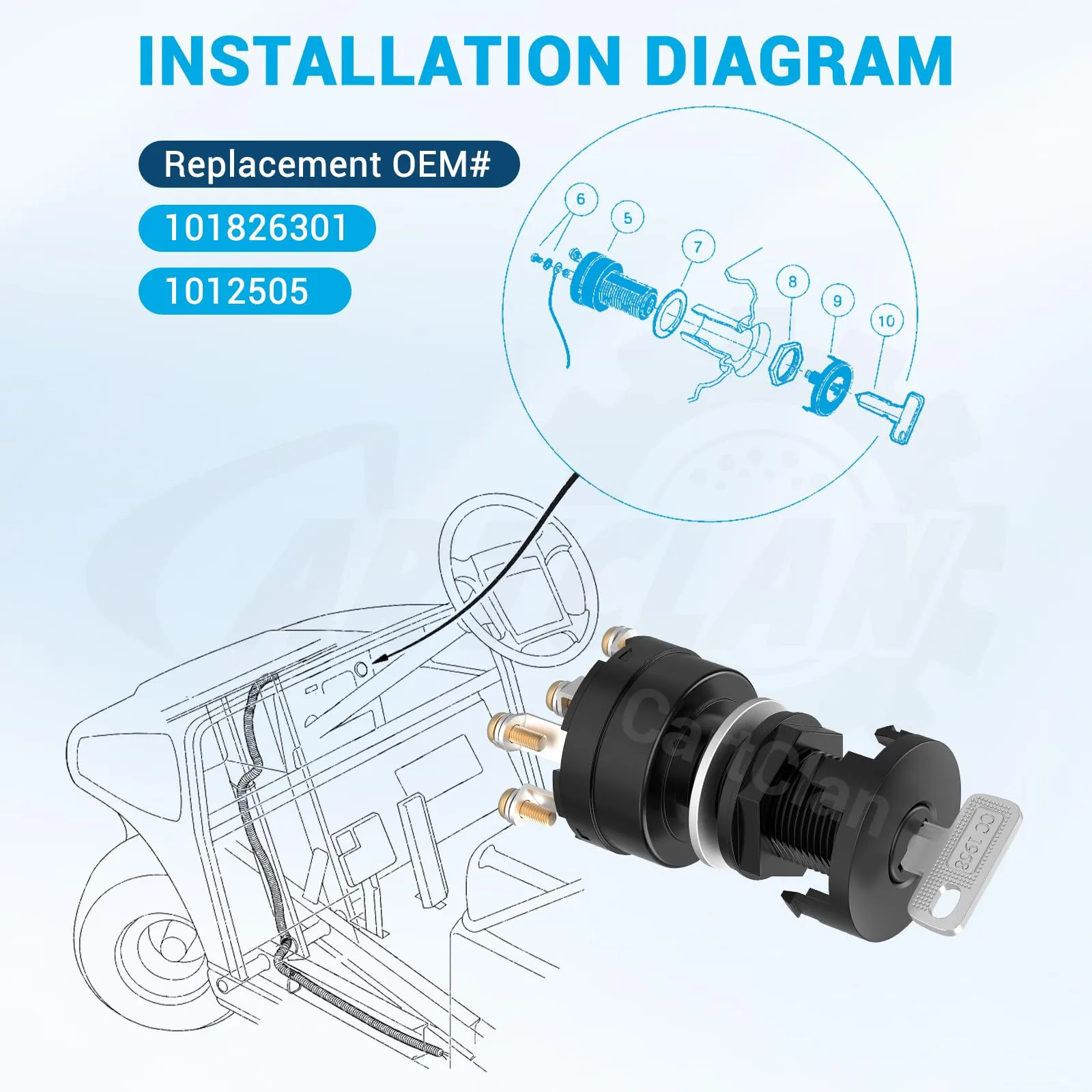 CartClan Ignition Key Switch for Club Car DS Gas Carts image 3