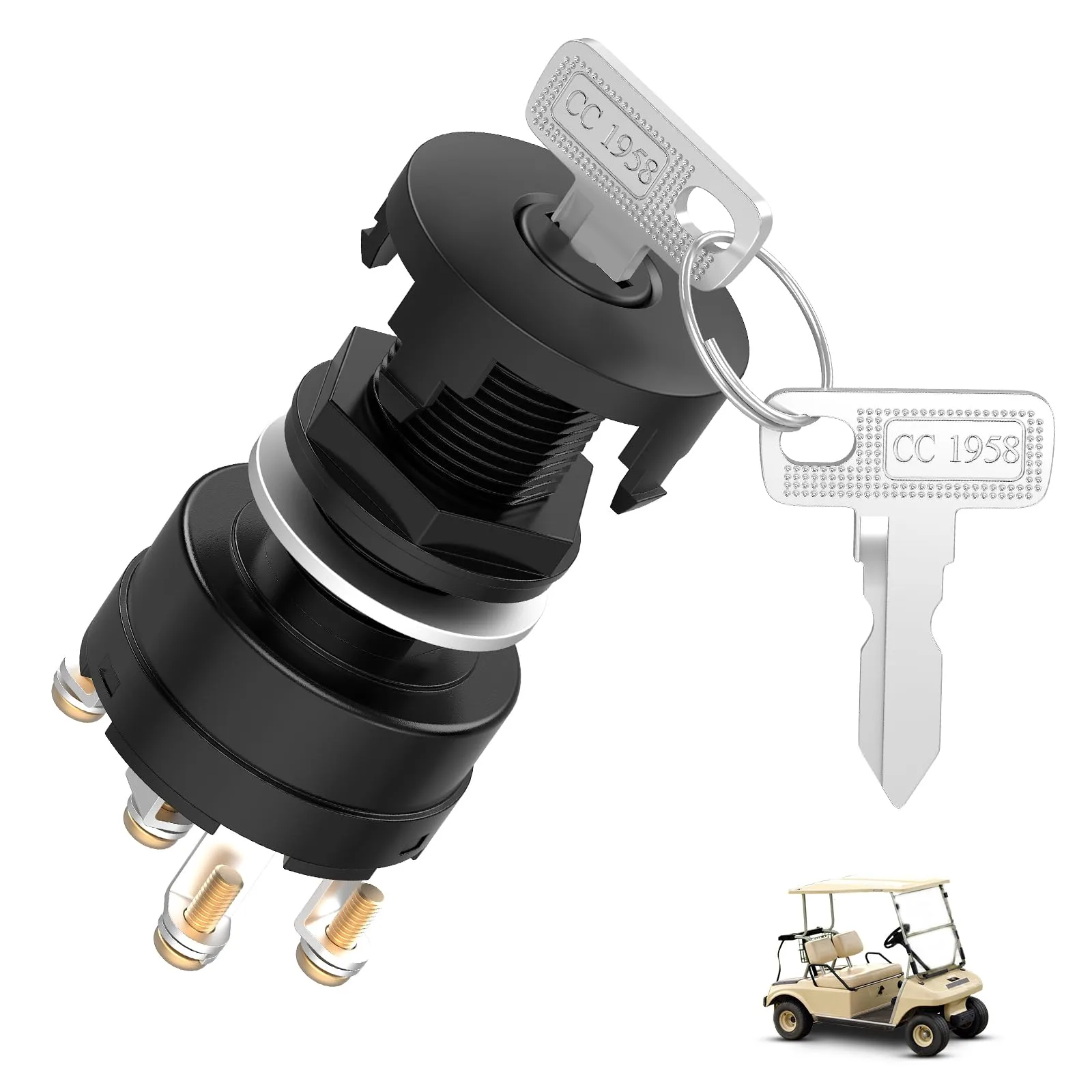 CartClan Ignition Key Switch for Club Car DS Gas Carts