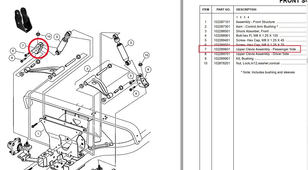 Dr.Acces Club Car Upper Clevis Assembly 102289601 image 4