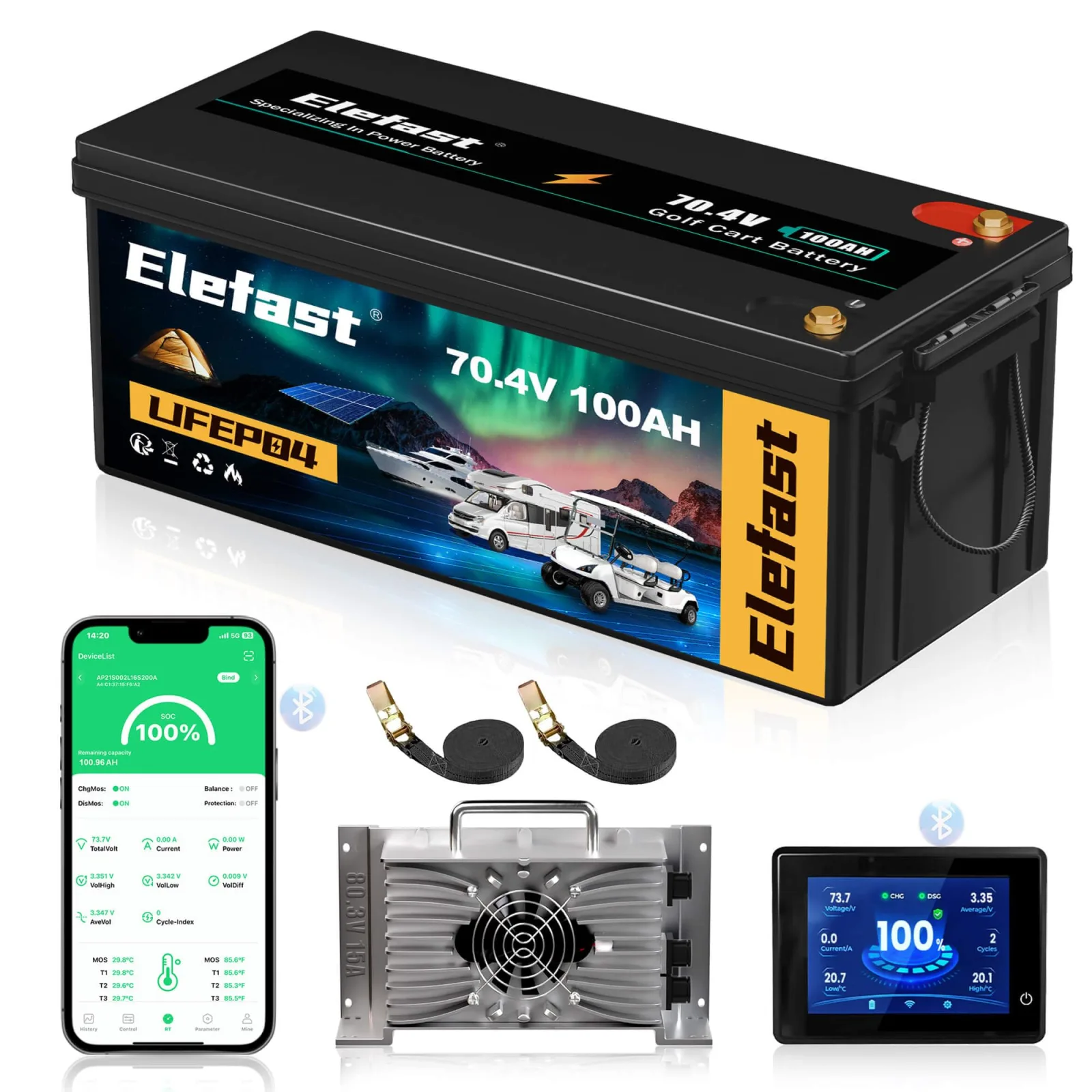 Elefast 72V 100Ah Lithium Golf Cart Battery Kit