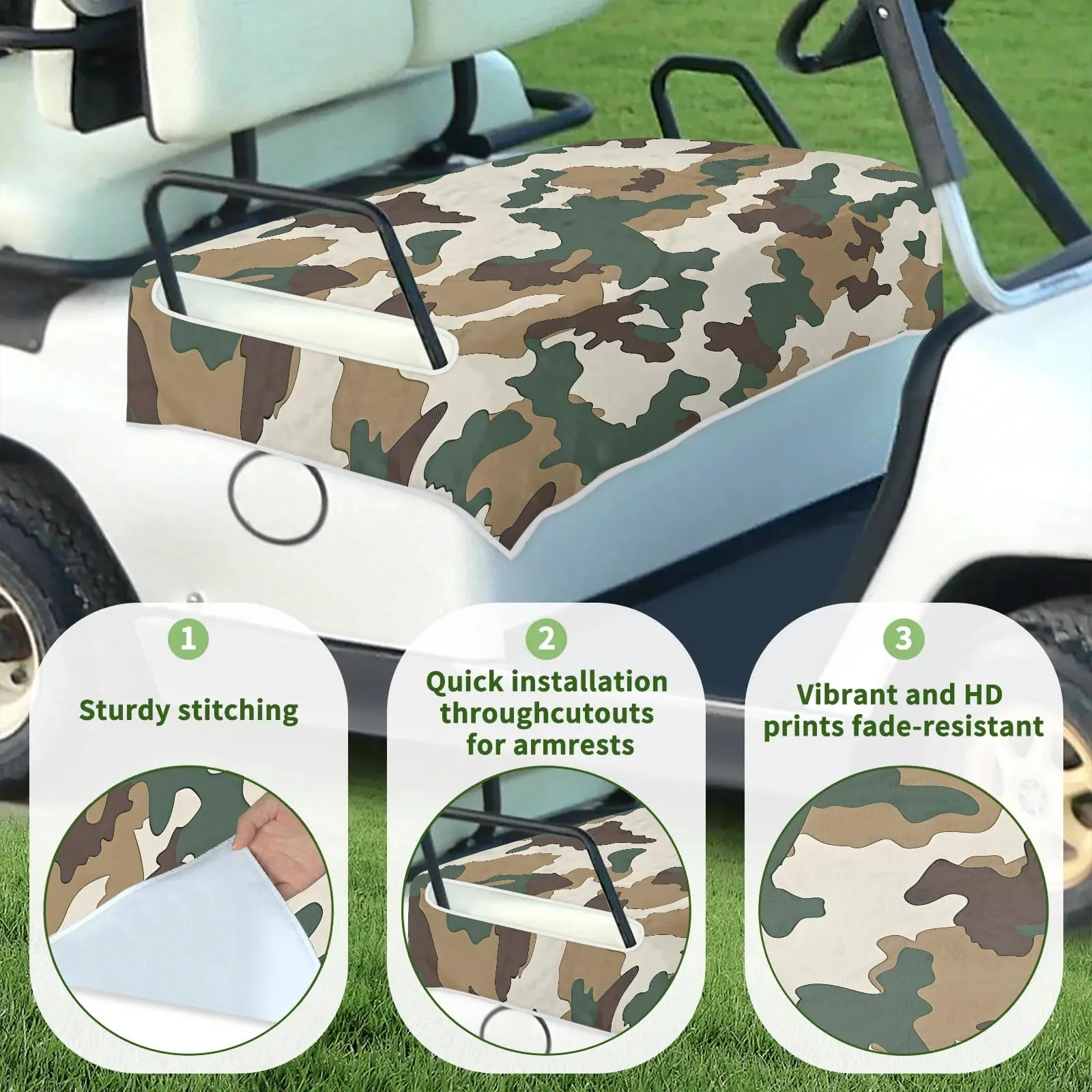 Tiveruda Golf Cart Seat Cover for Double Seats image 3