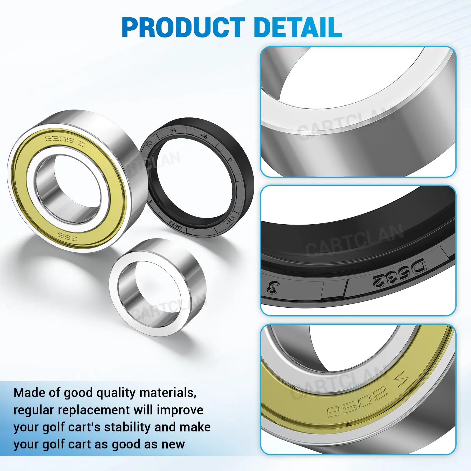 CartClan Rear Axle Bearing & Seal Kit for Club Car DS image 4