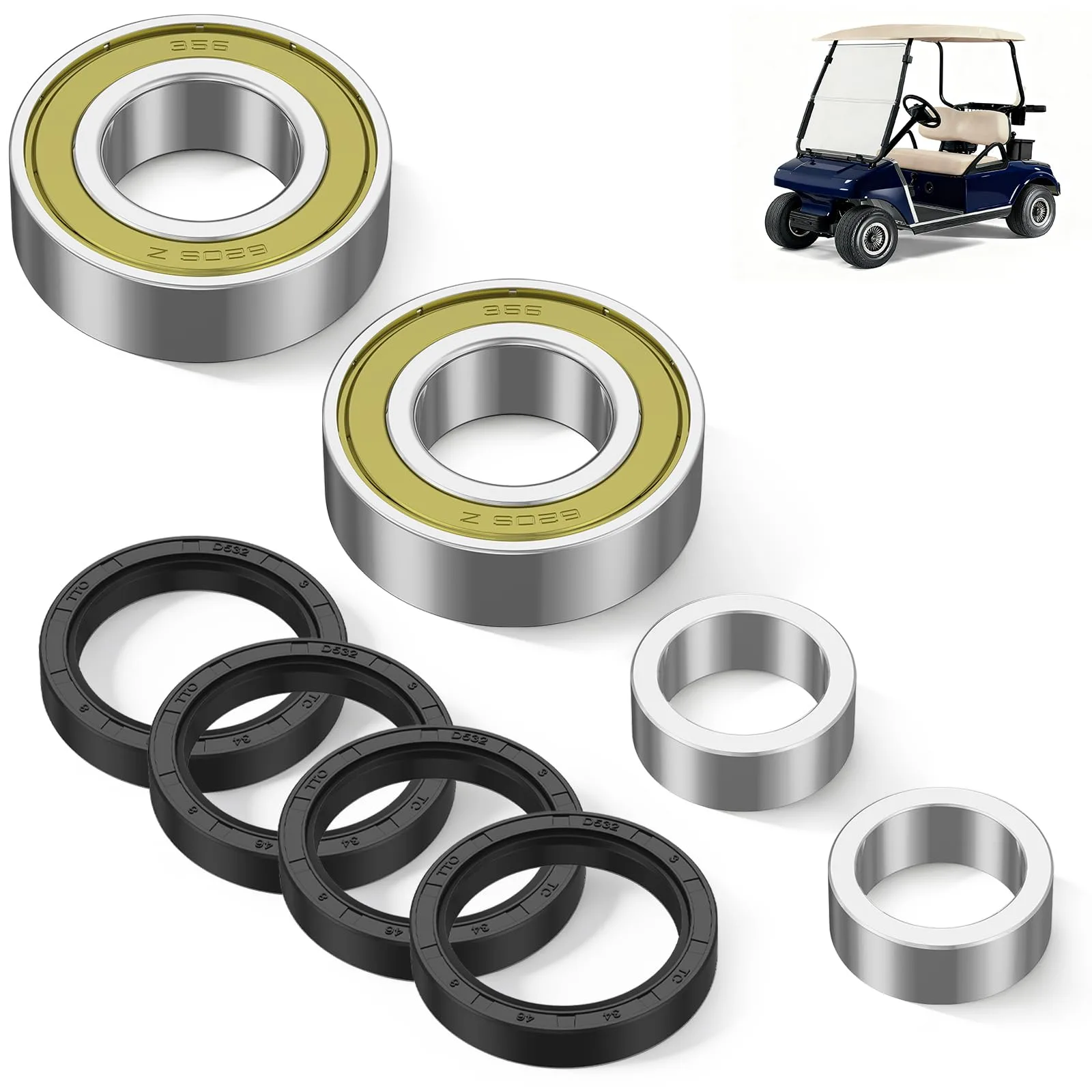 CartClan Rear Axle Bearing & Seal Kit for Club Car DS