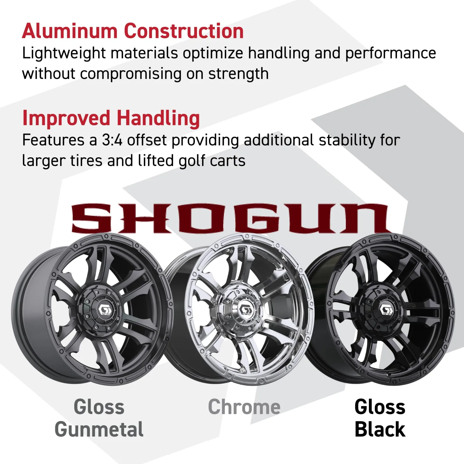 GTW Shogun 12-Inch Gloss Black Golf Cart Wheel Set image 2