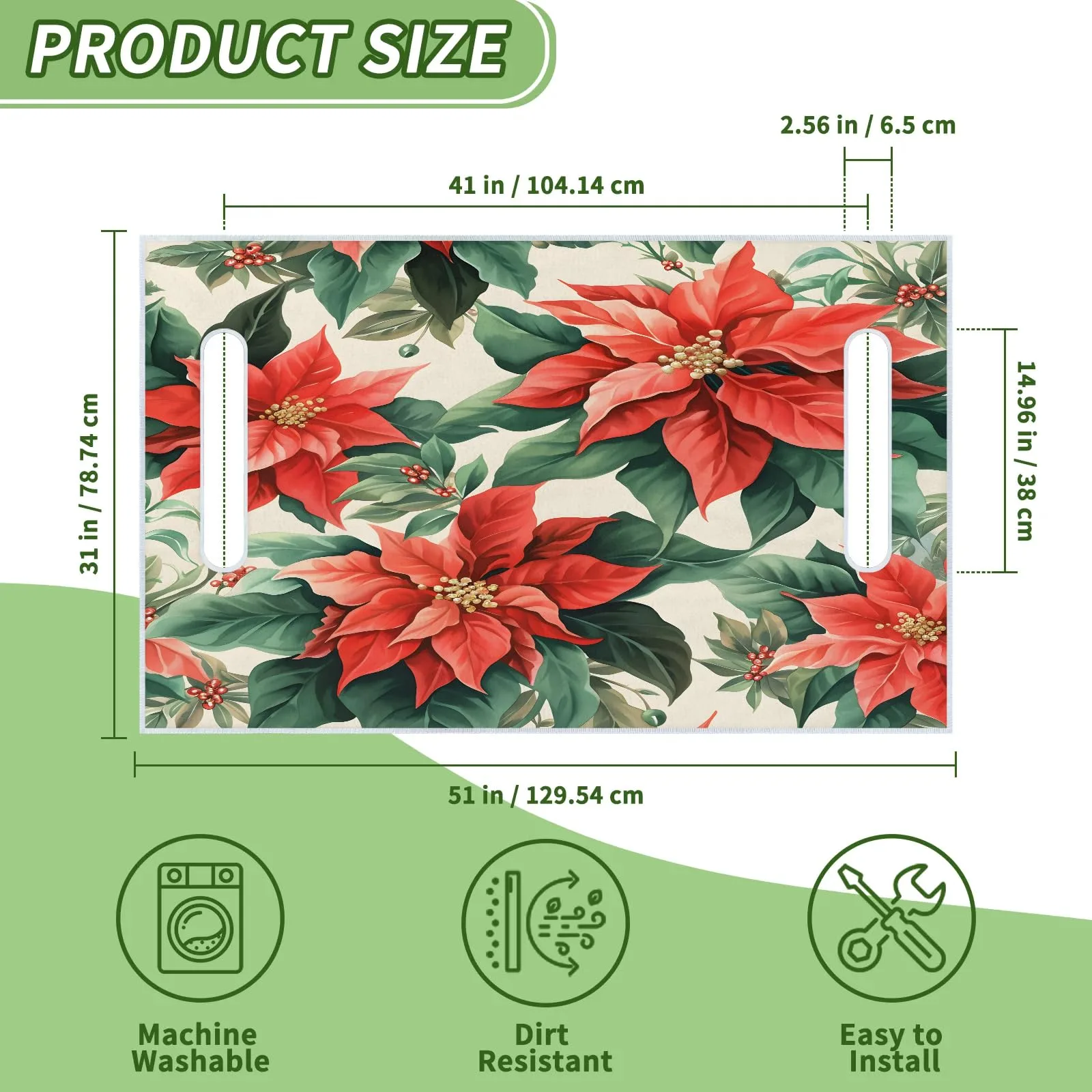 Tiveruda Christmas Lily Golf Cart Seat Cover, 51 x 31 in image 2