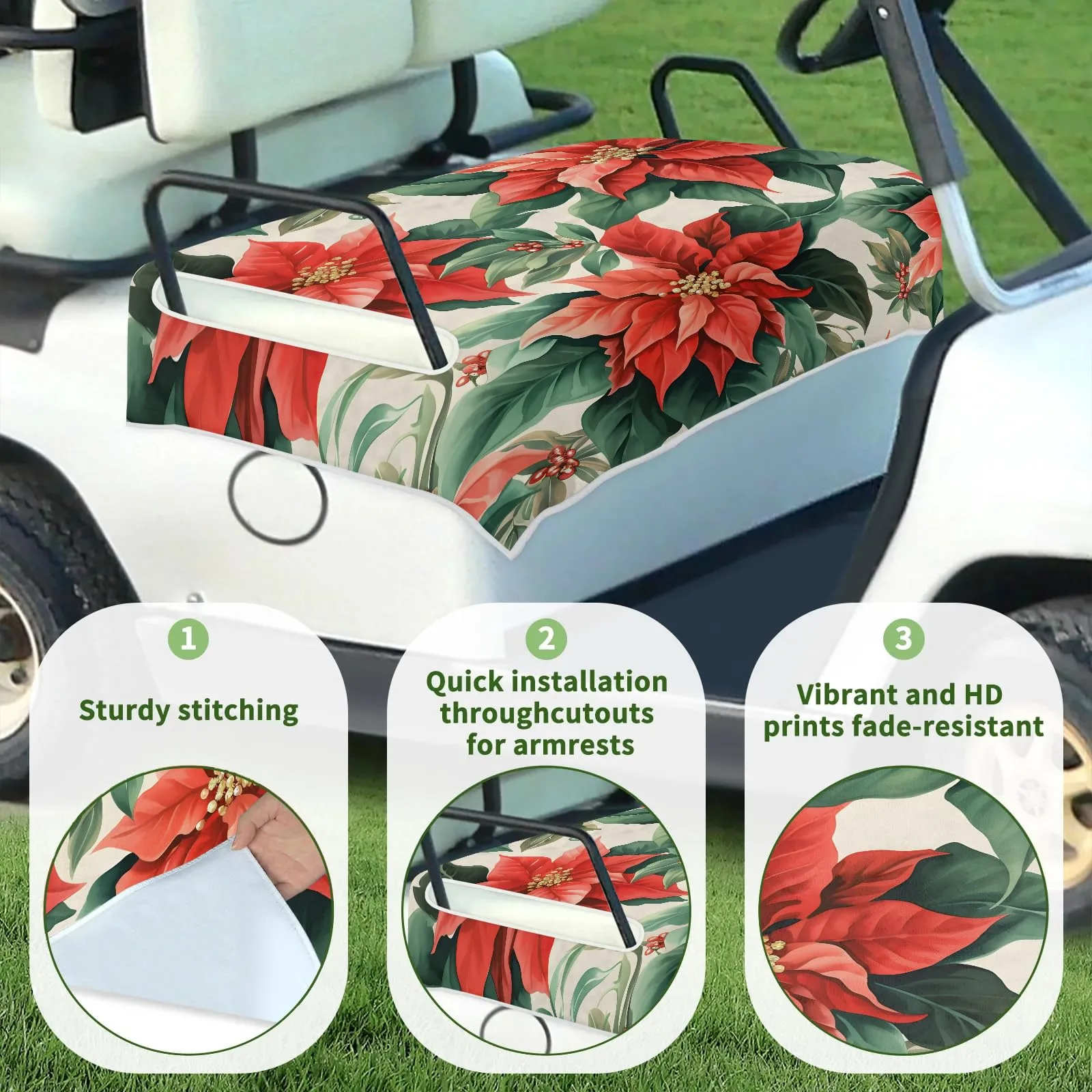 Tiveruda Christmas Lily Golf Cart Seat Cover, 51 x 31 in image 3