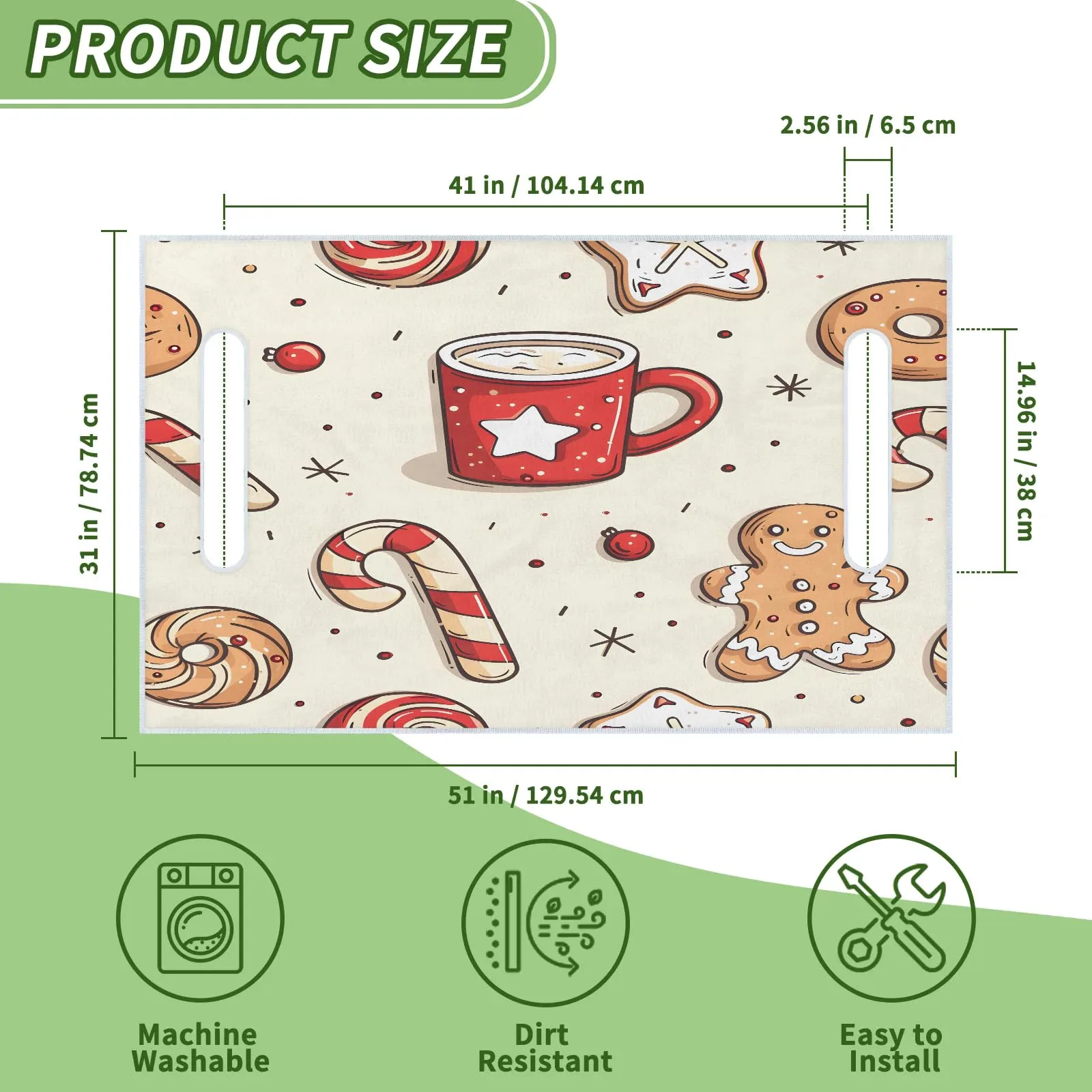 Tiveruda Gingerbread Golf Cart Seat Cover, 51 x 31 in image 2