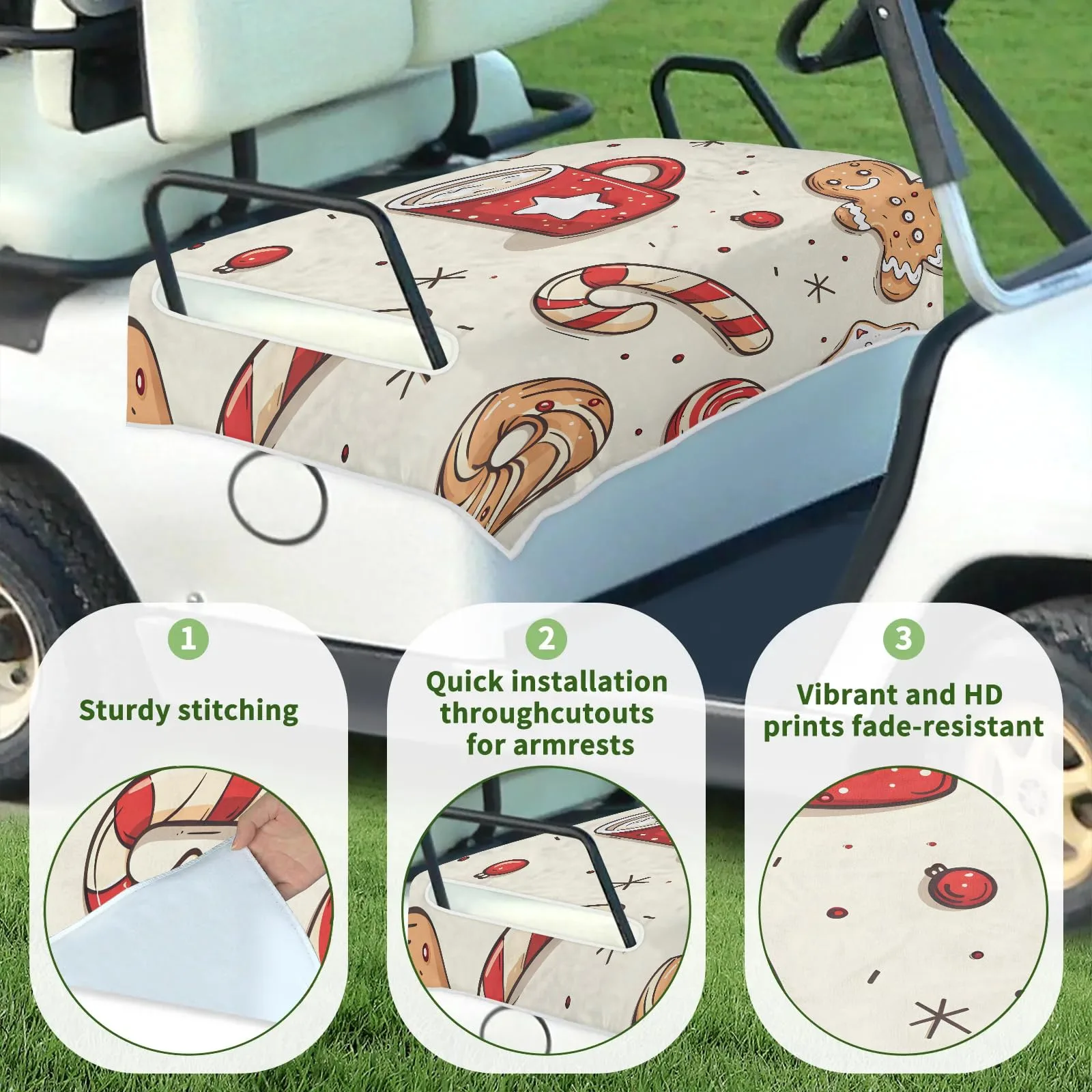 Tiveruda Gingerbread Golf Cart Seat Cover, 51 x 31 in image 3