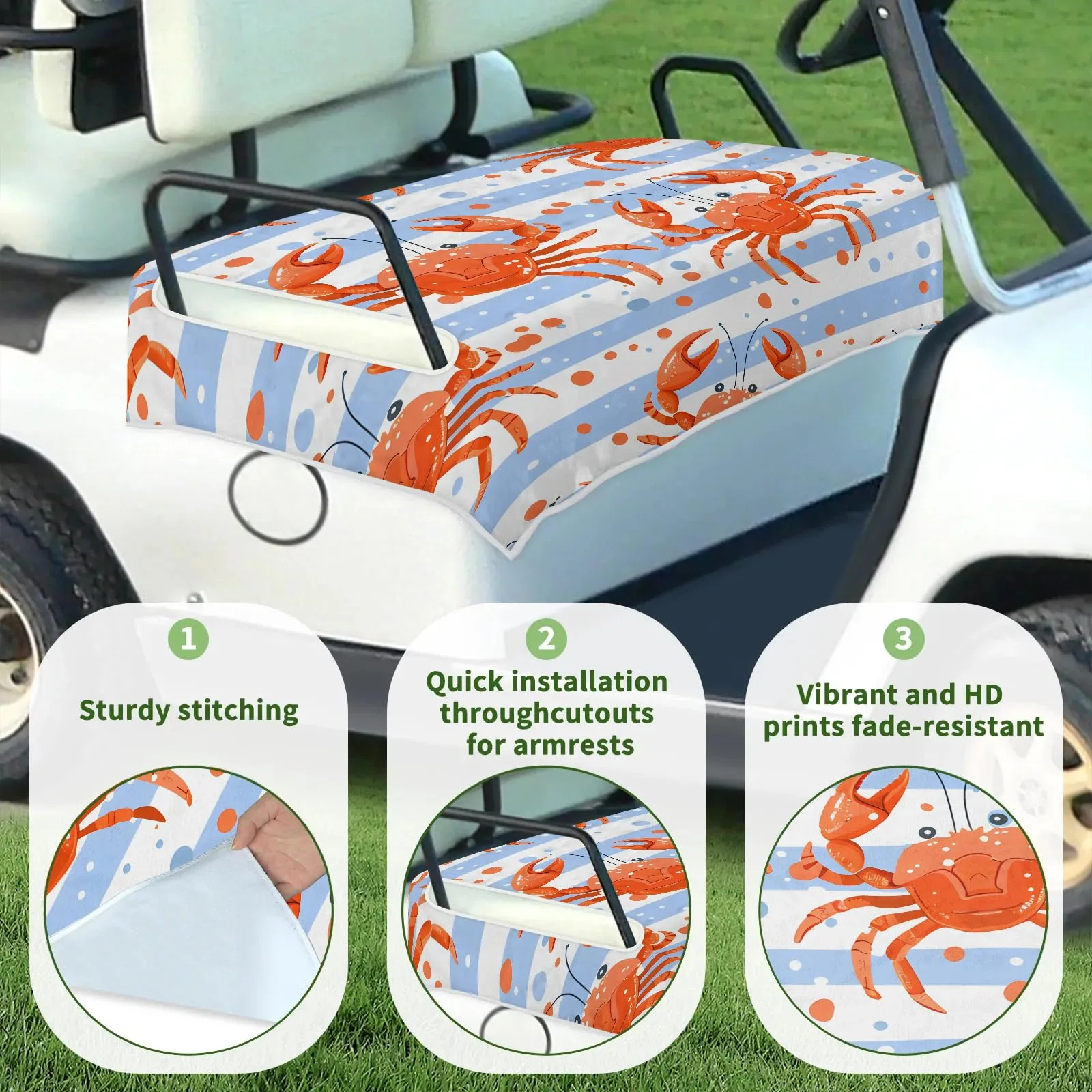 Tiveruda Golf Cart Seat Cover for Double Seats image 3