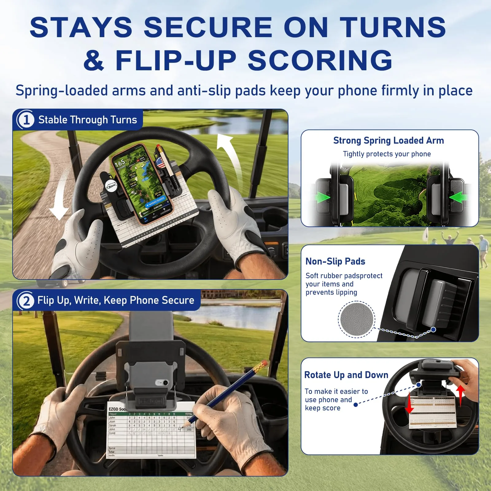 MOSNAI M540 Golf Cart Steering Wheel Phone Holder image 4