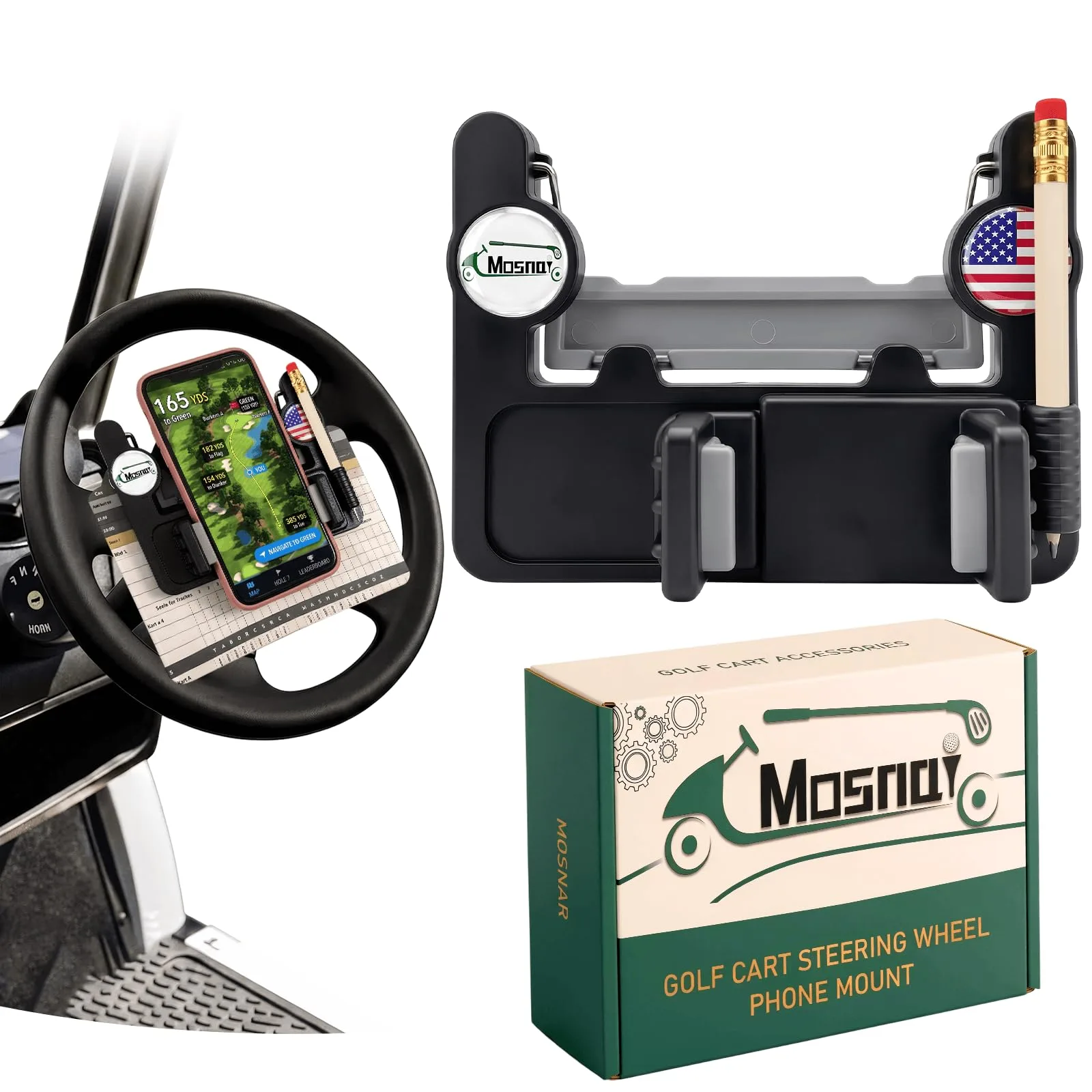 MOSNAI M540 Golf Cart Steering Wheel Phone Holder