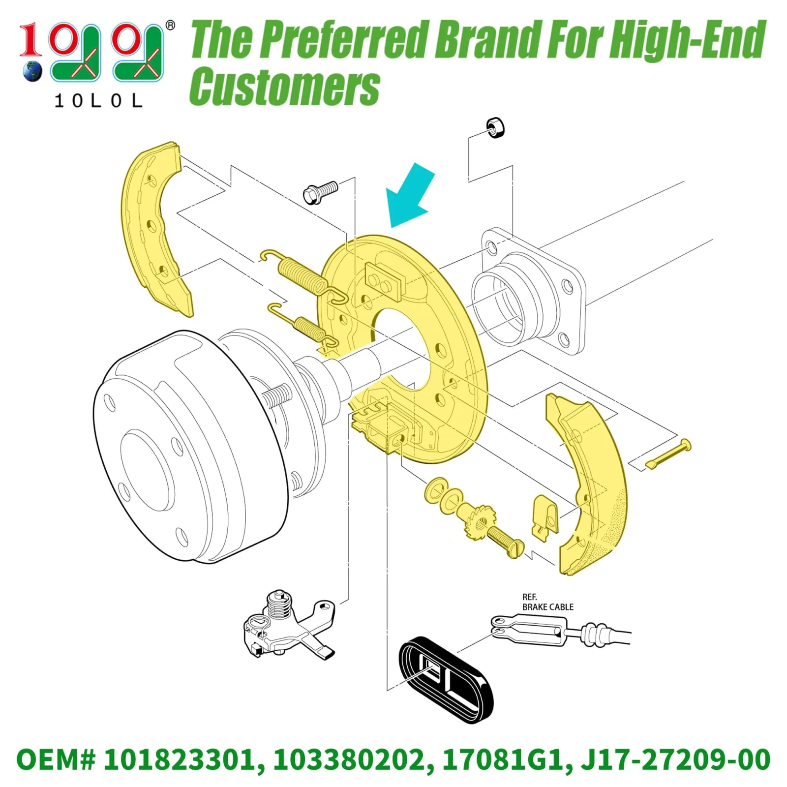 10L0L Rear Brake Assembly for Club Car, EZGO & Yamaha image 2