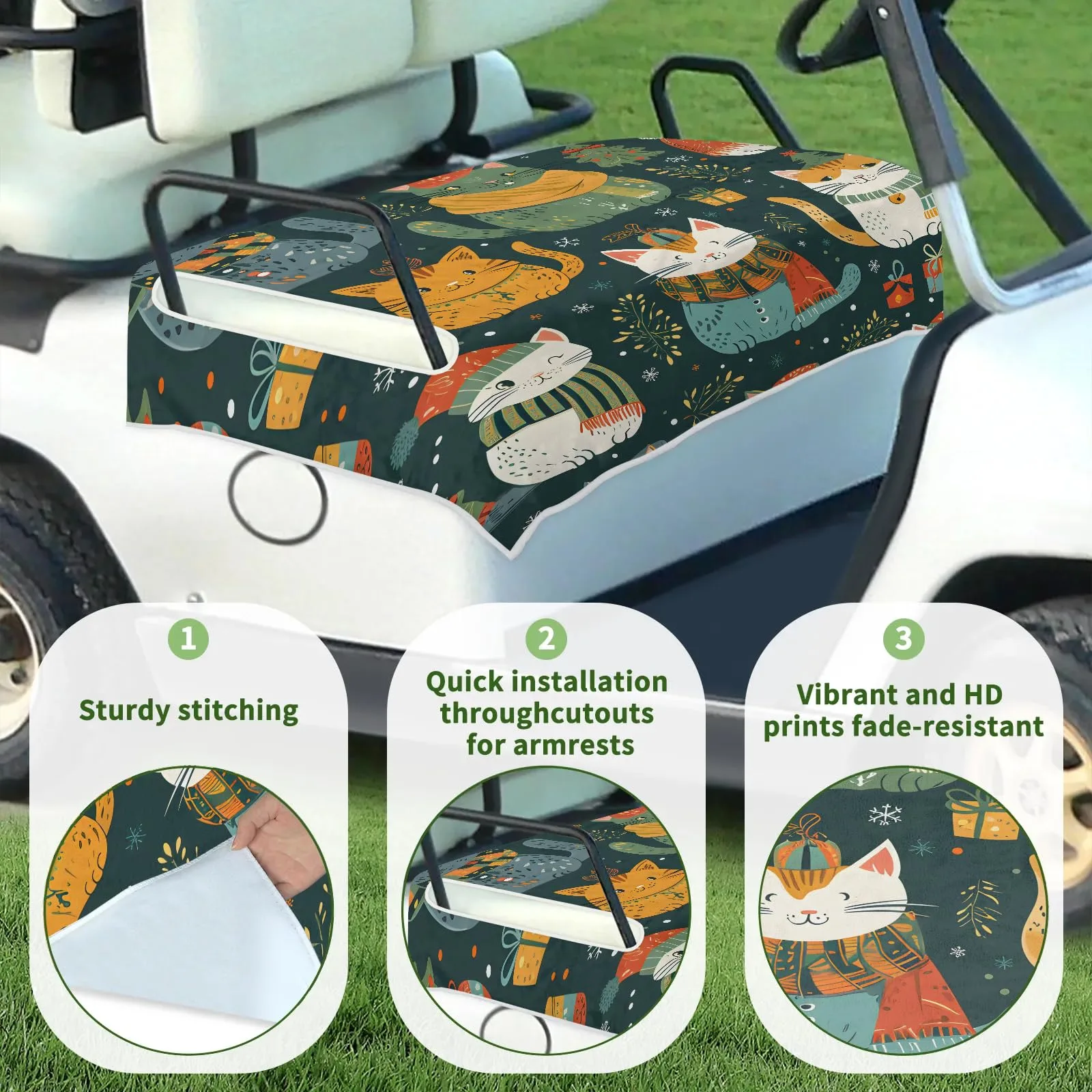 Tiveruda Golf Cart Seat Cover for Double Seats image 3