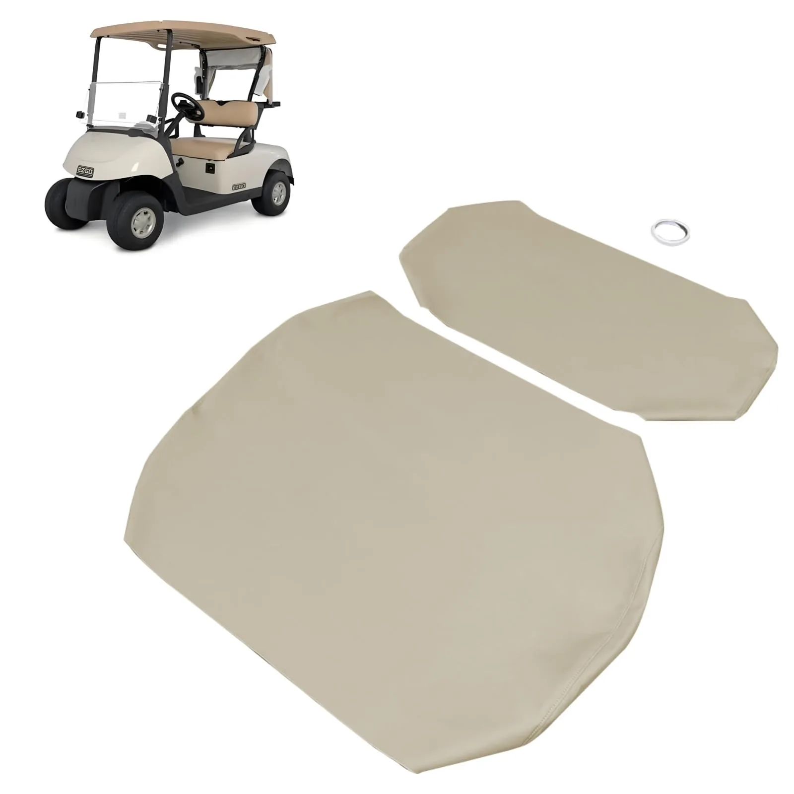 Mievlyo Tan Staple‑On Front Seat Cover for E‑Z‑GO Workhorse — S3.GEFZT02.H-RAC