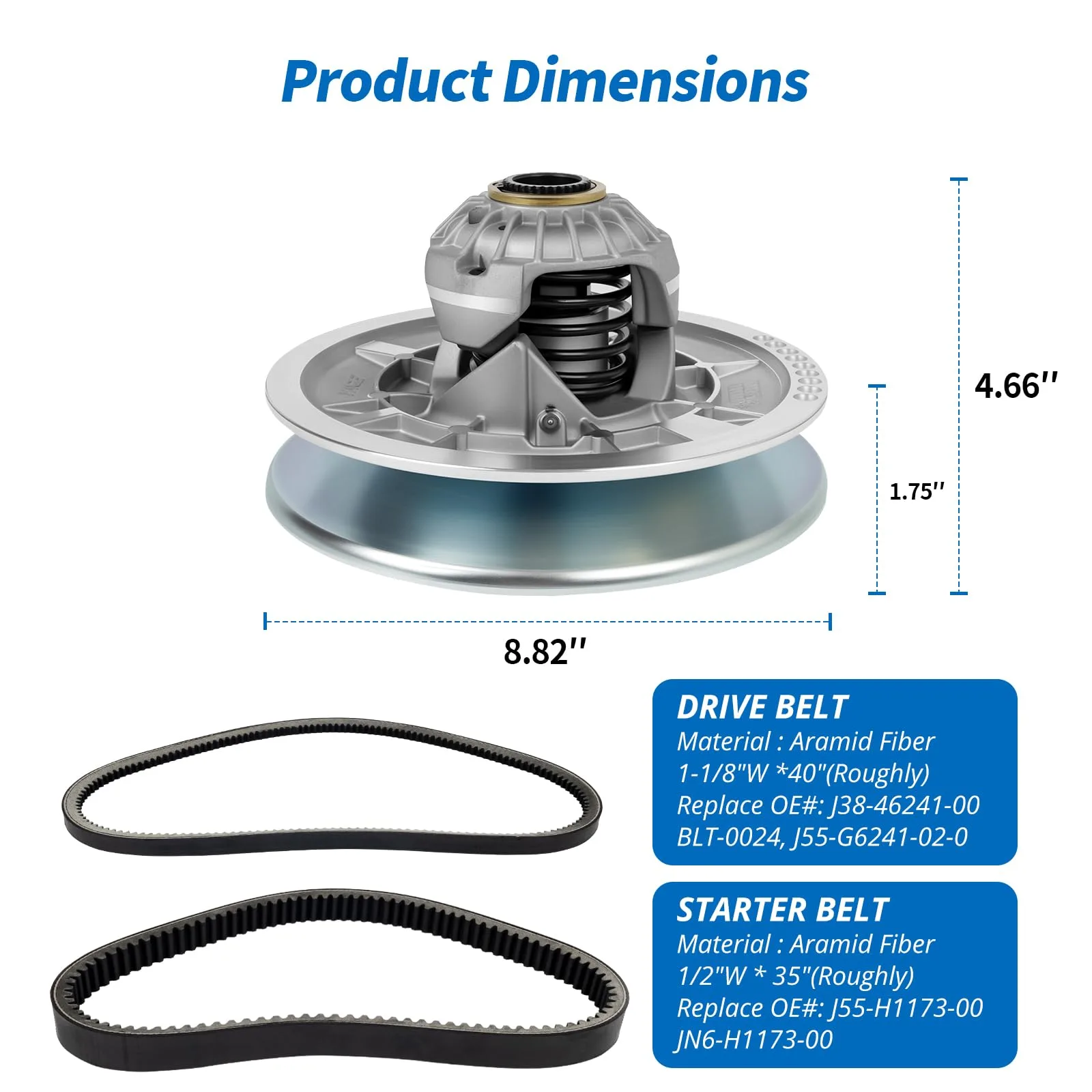Belleone JW1-G6202-02-00 Aluminum Driven Clutch with Belts image 2