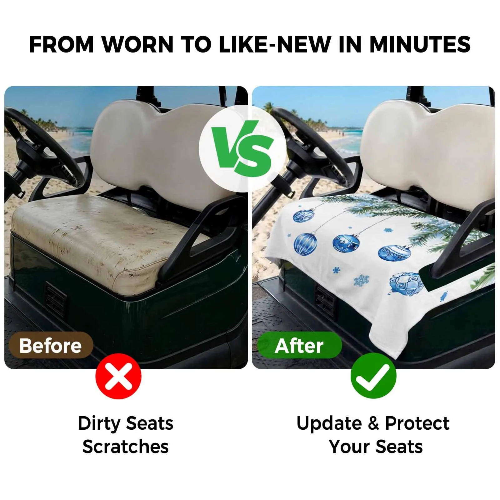 BEMIGO Blue Golf Cart Seat Cover, 51 x 31 Inch image 4