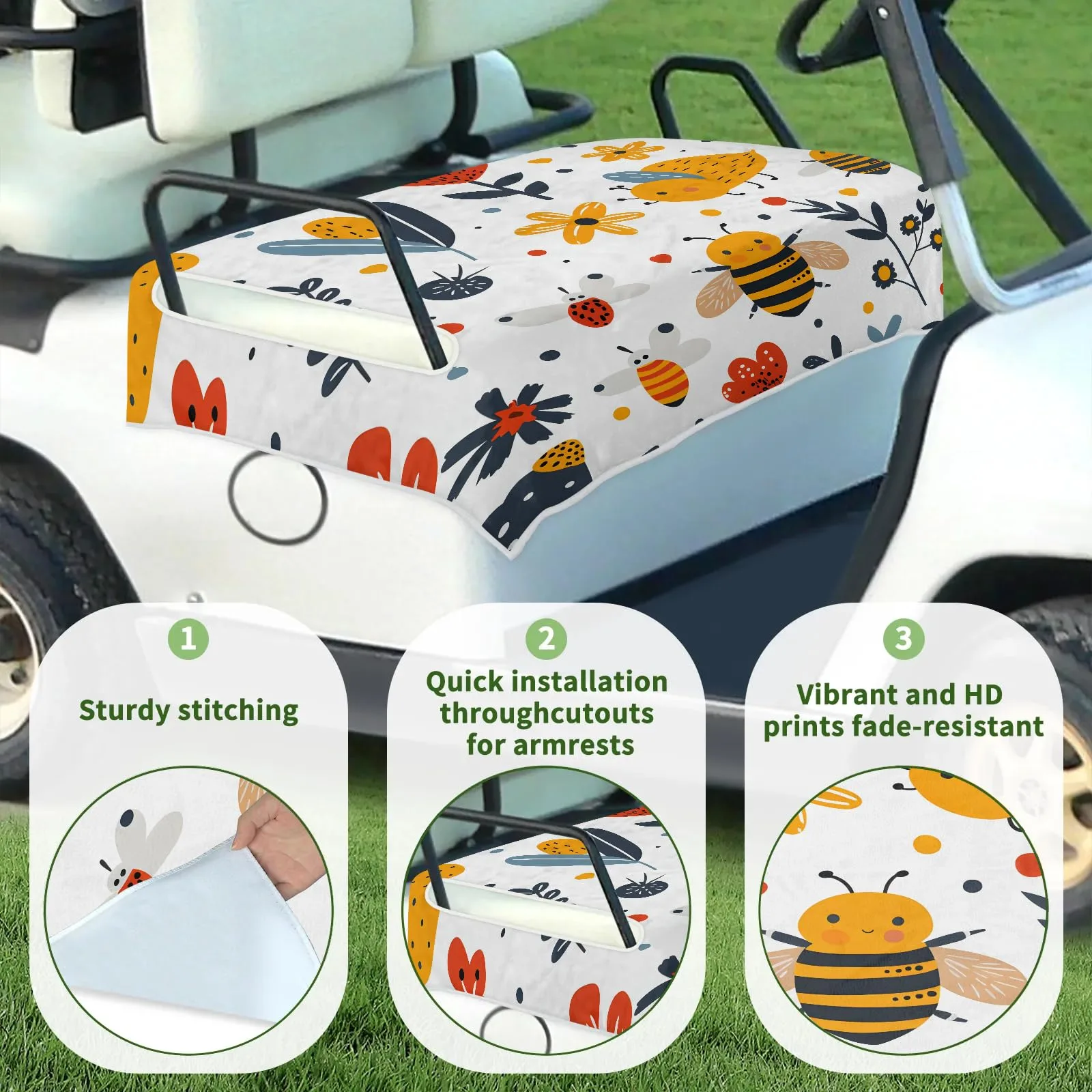 Tiveruda Golf Cart Seat Cover for Double Seats, 51 x 31 in image 3