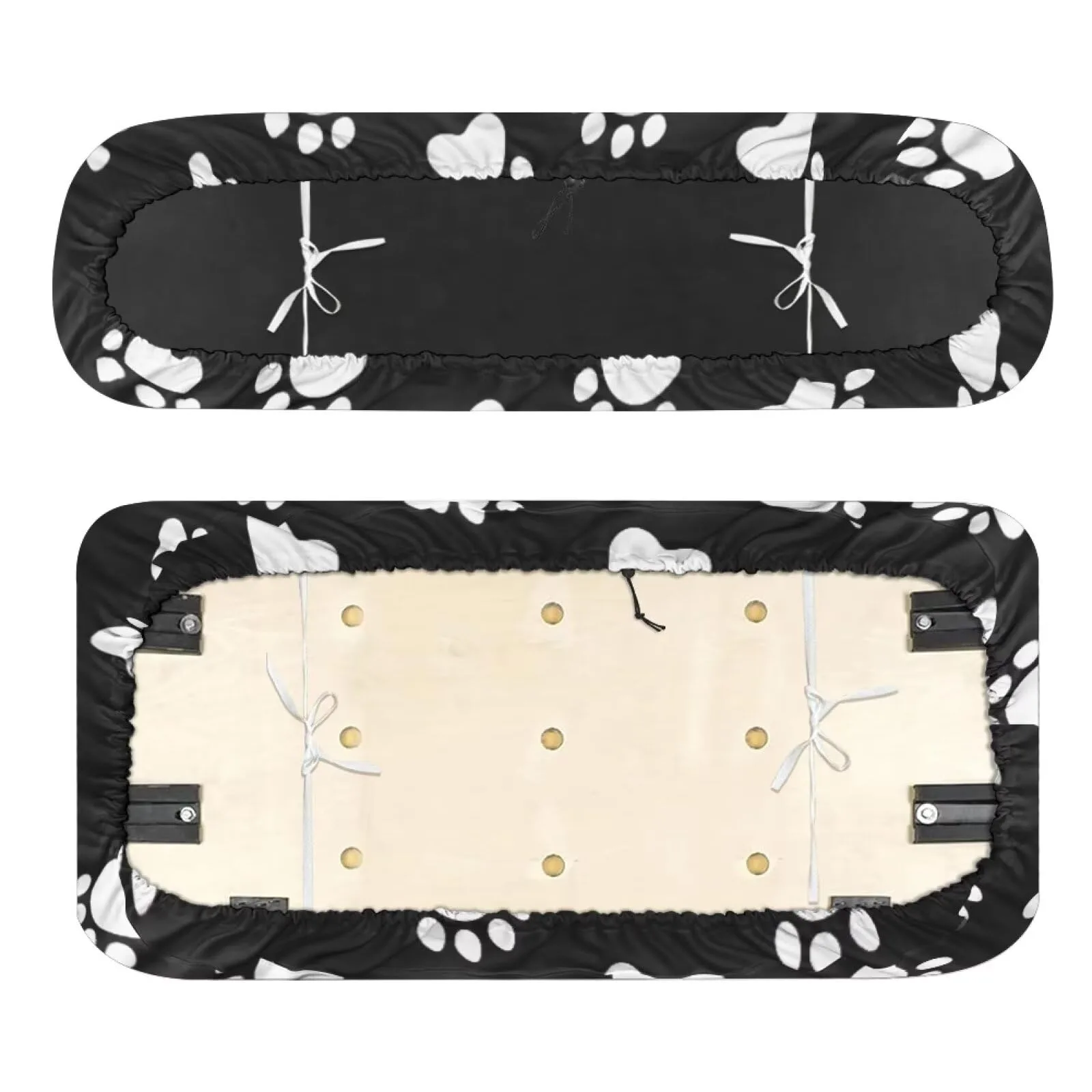 Quidrwyo Paw Print Golf Cart Seat Cover Set, Black image 2