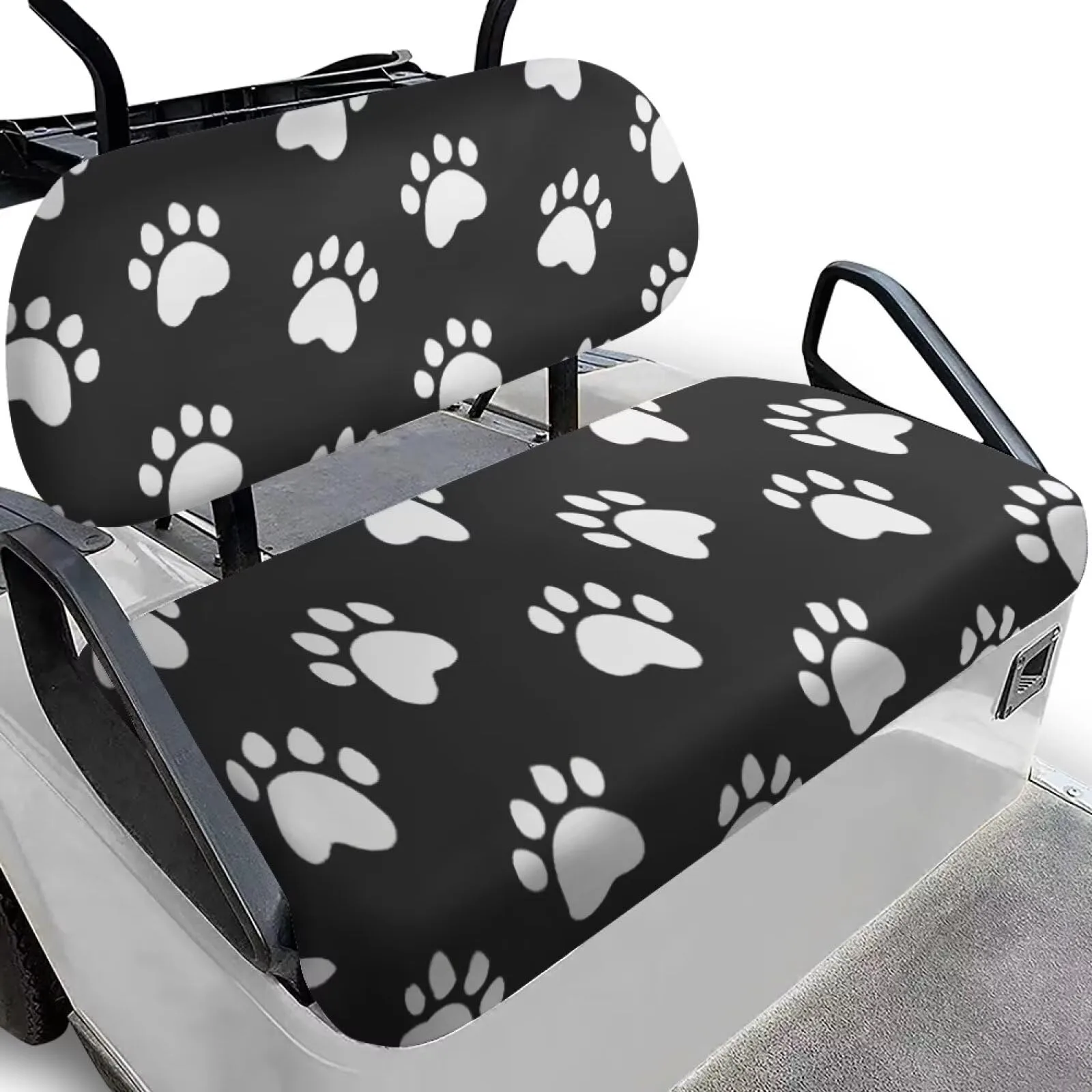 Quidrwyo Paw Print Golf Cart Seat Cover Set, Black