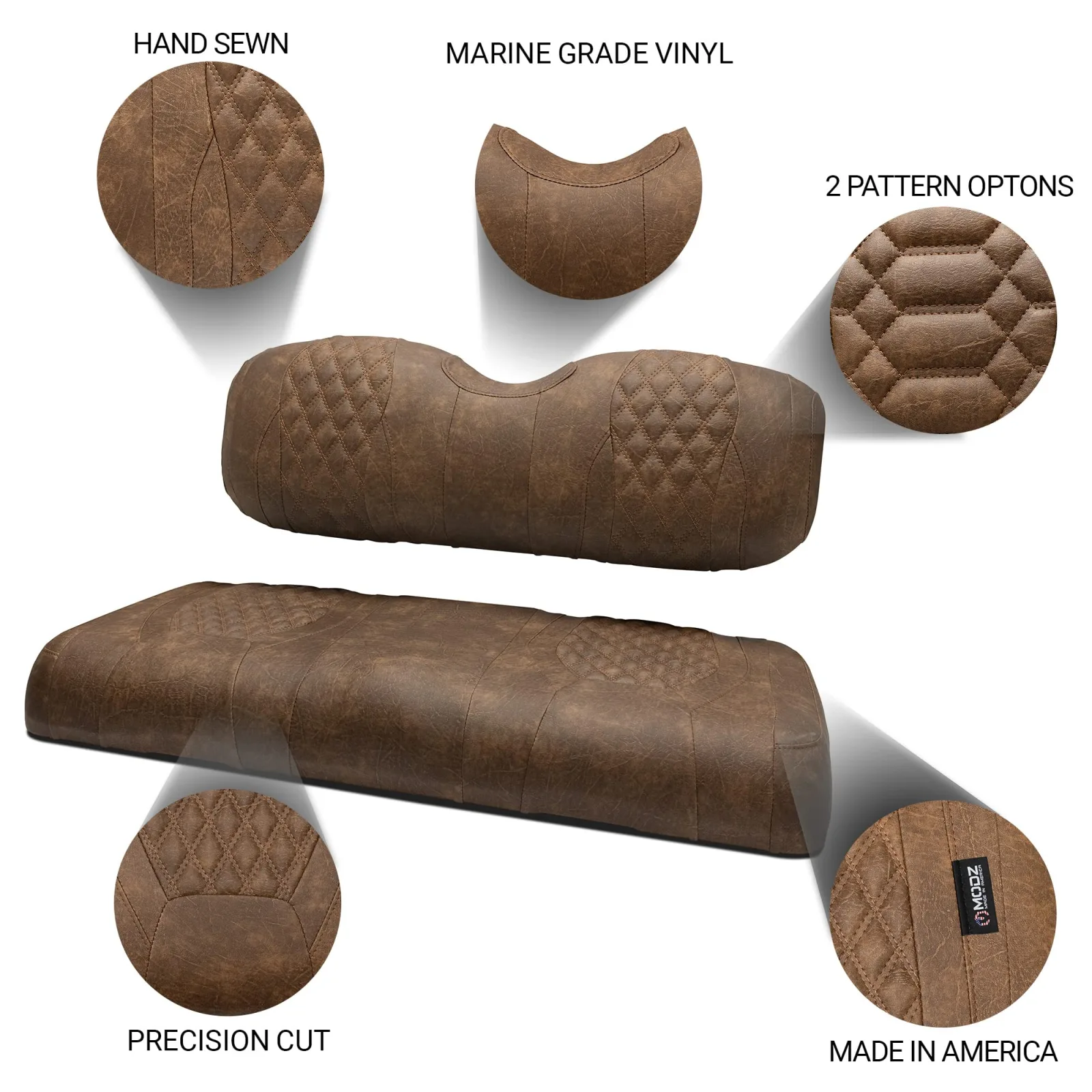 MODZ SCALEZ Seat Covers for E-Z-GO RXV/TXT, Brown Diamond image 2