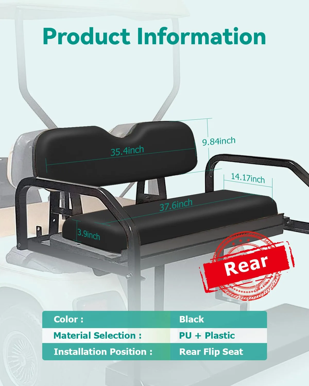 ILVGOLF Golf Cart Flip Rear Seat Cushion Set image 2