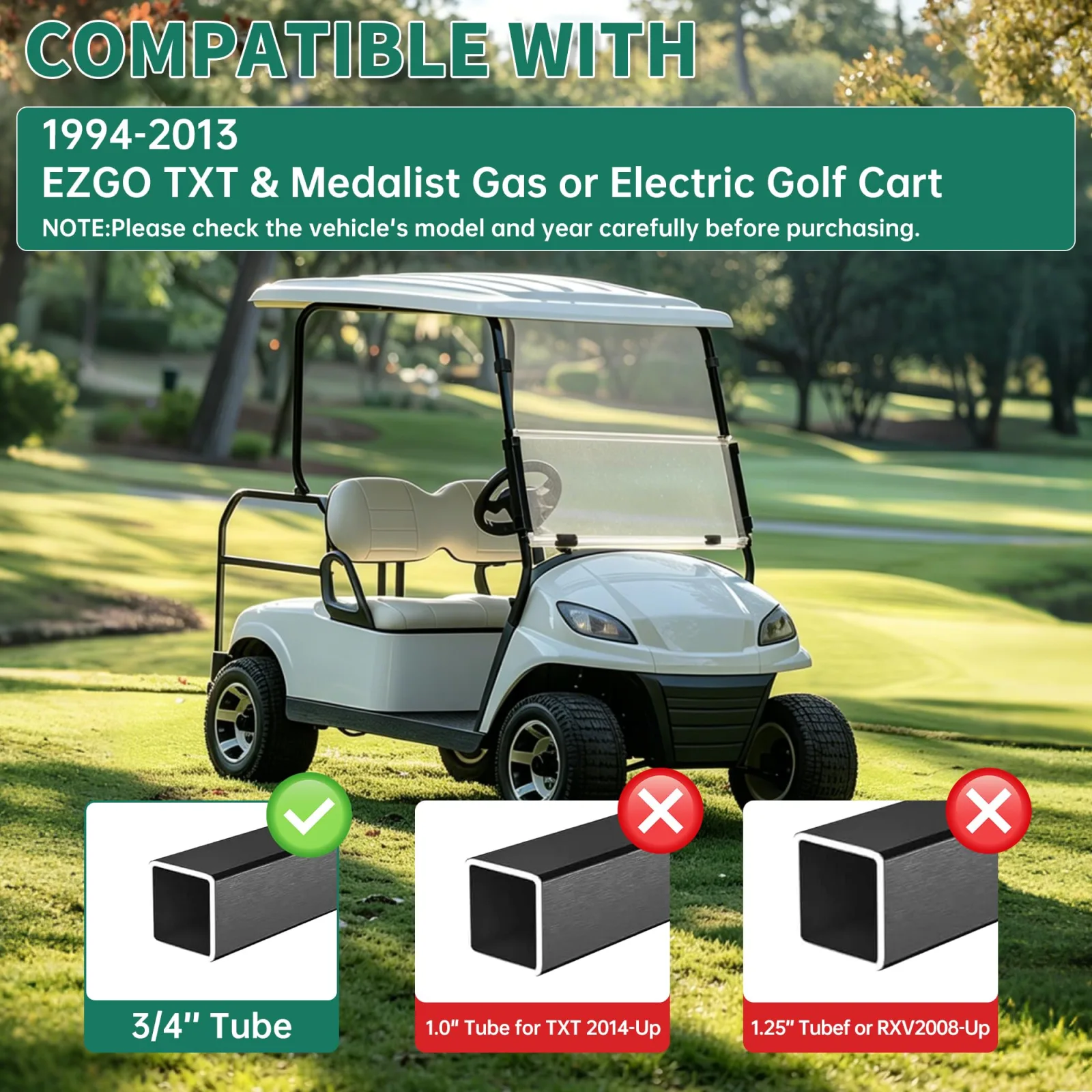 ECOTRIC Tinted Folding Windshield for E-Z-GO TXT/Medalist image 2